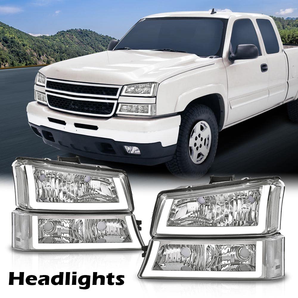 Pit66 Led Headlight, Compatible With 2003-2006 Chevy Silverado 1500 2500 3500 Hd Model/Fit 03-06 Avalanche 2500(Fit No Cladding