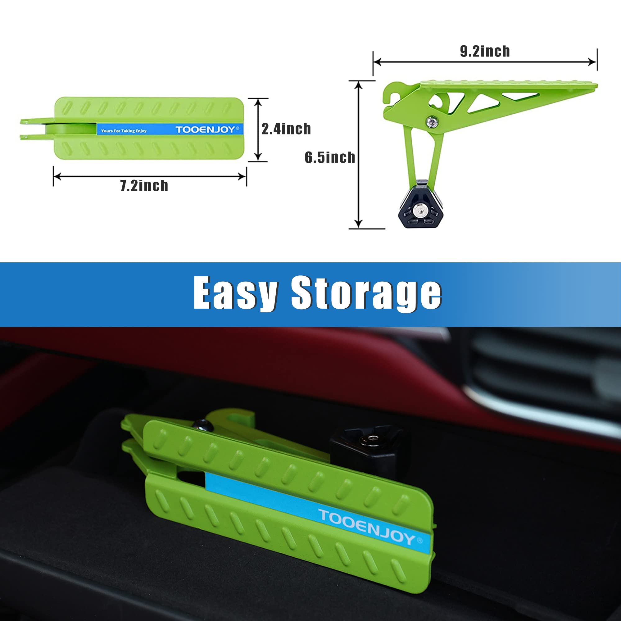 Tooenjoy Universal Fit Car Door Step, Foldable Roof Rack Door Step Up On Door Latch, Supports Both Feet Stand Pedal Ladder, Easy Access To Rooftop For Most Car, Suv, Truck, Max Load 400 Lbs(Green