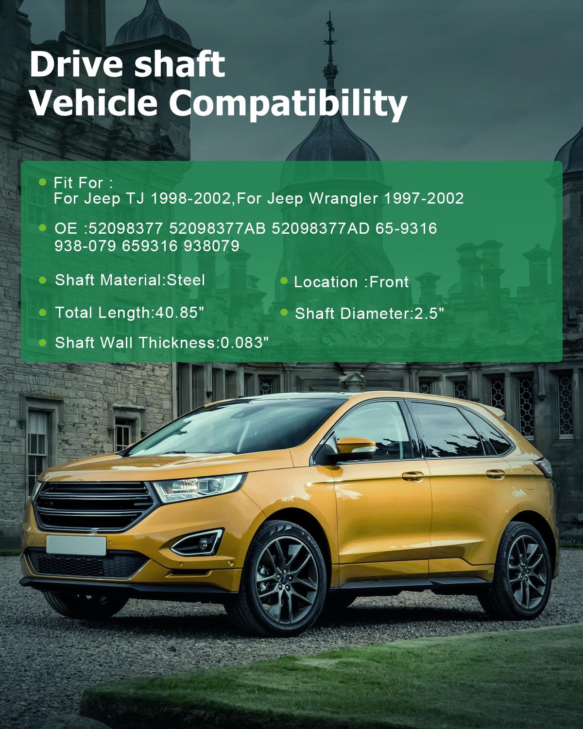 Scitoo?40.85''?Steel Front Driveshaft Assembly Drive Shaft Prop Shaft Compatible For Jeep Tj 1998-2002,For Jeep Wrangler 1997-20