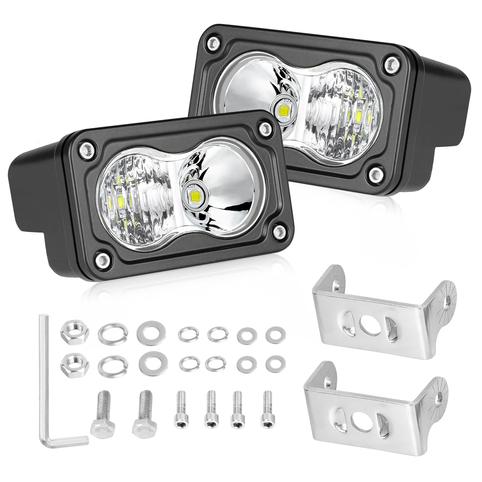 LED Pods, AKD Part 3 Inch CREE LED Off Road Driving Lights 40W Spot Flood Combo Small Ditch Light Fog Lights Pods 2 Packs for Tr