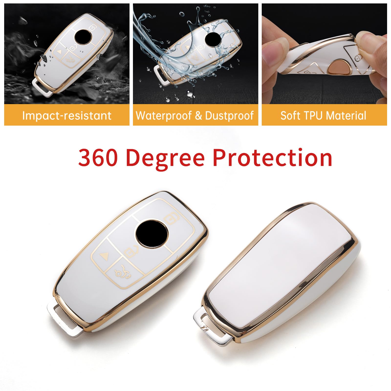 Gematay For Mercedes Benz Key Fob Cover With Lanyard, Soft Tpu Key Case Shell Compatible With A-Class C-Class G-Class 2017-2020