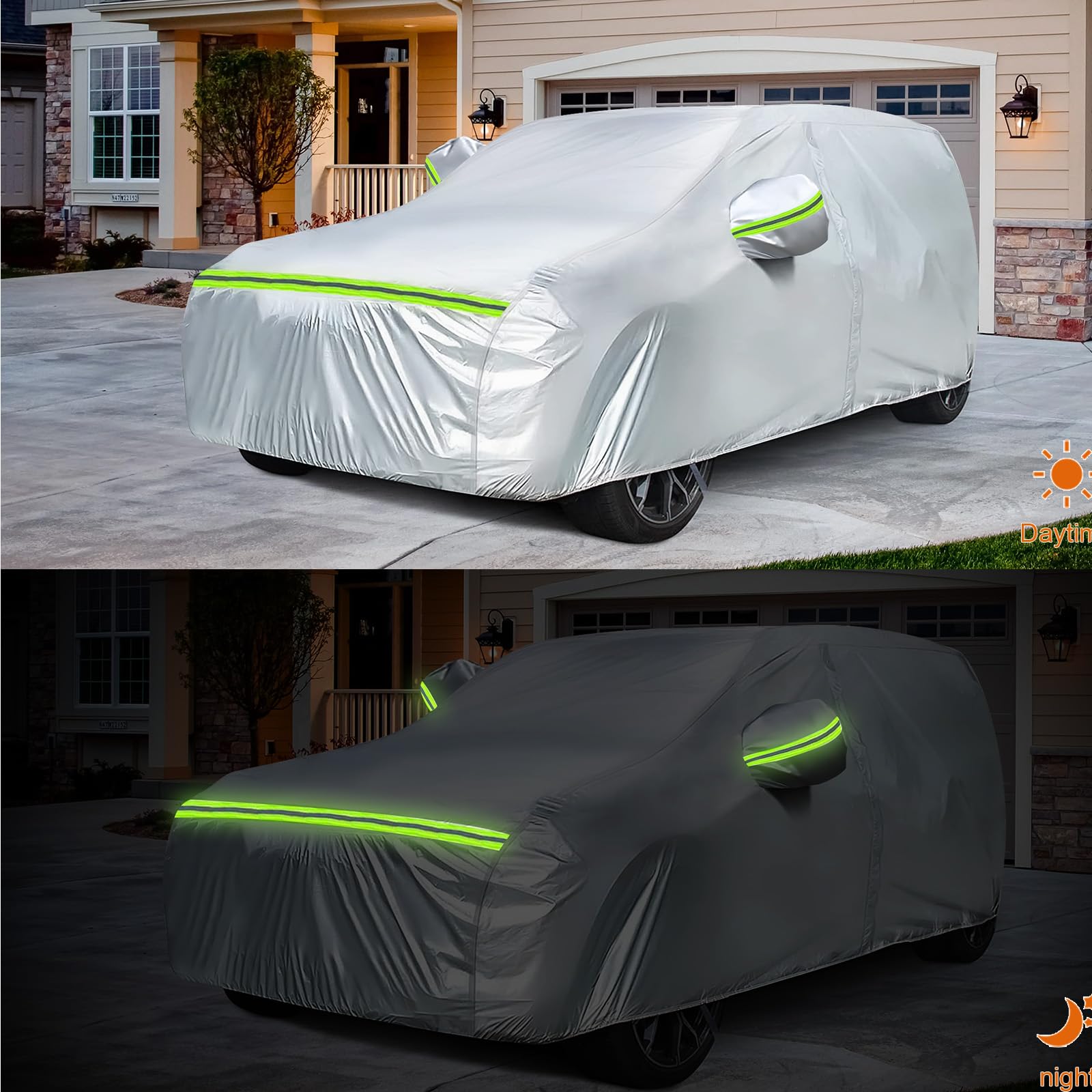 Waterproof Car Covers Replace For 2009-2025 Kia Sorento, 6 Layers Silver All Weather Car Cover With Zipper Door & Windproof Band