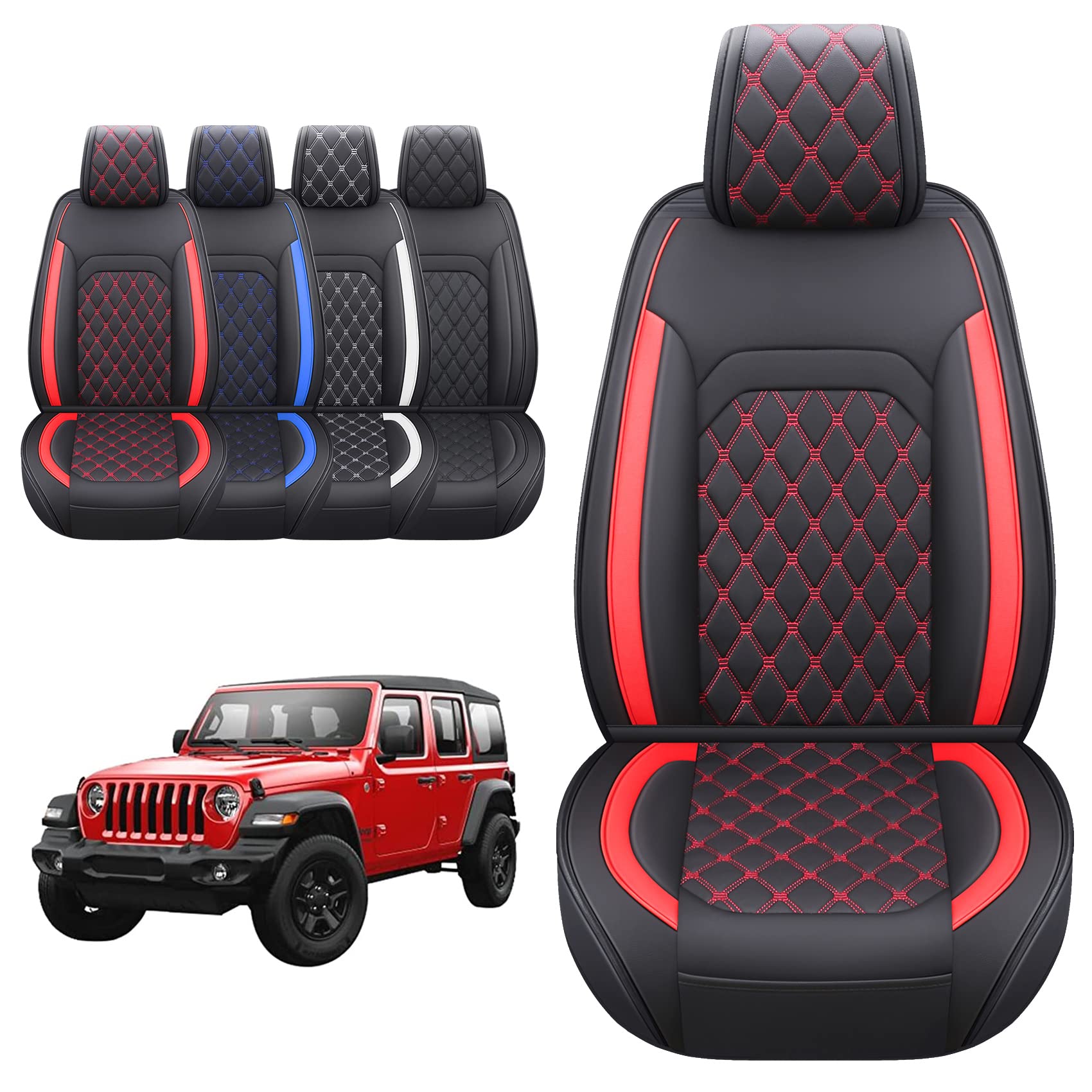 Aierxuan Jeep Wrangler JK JL Front Seat Covers Custom Fit 2/4 Door 2007-2025 Unlimited X Rubicon 392 Sahara Willys Sport High Al