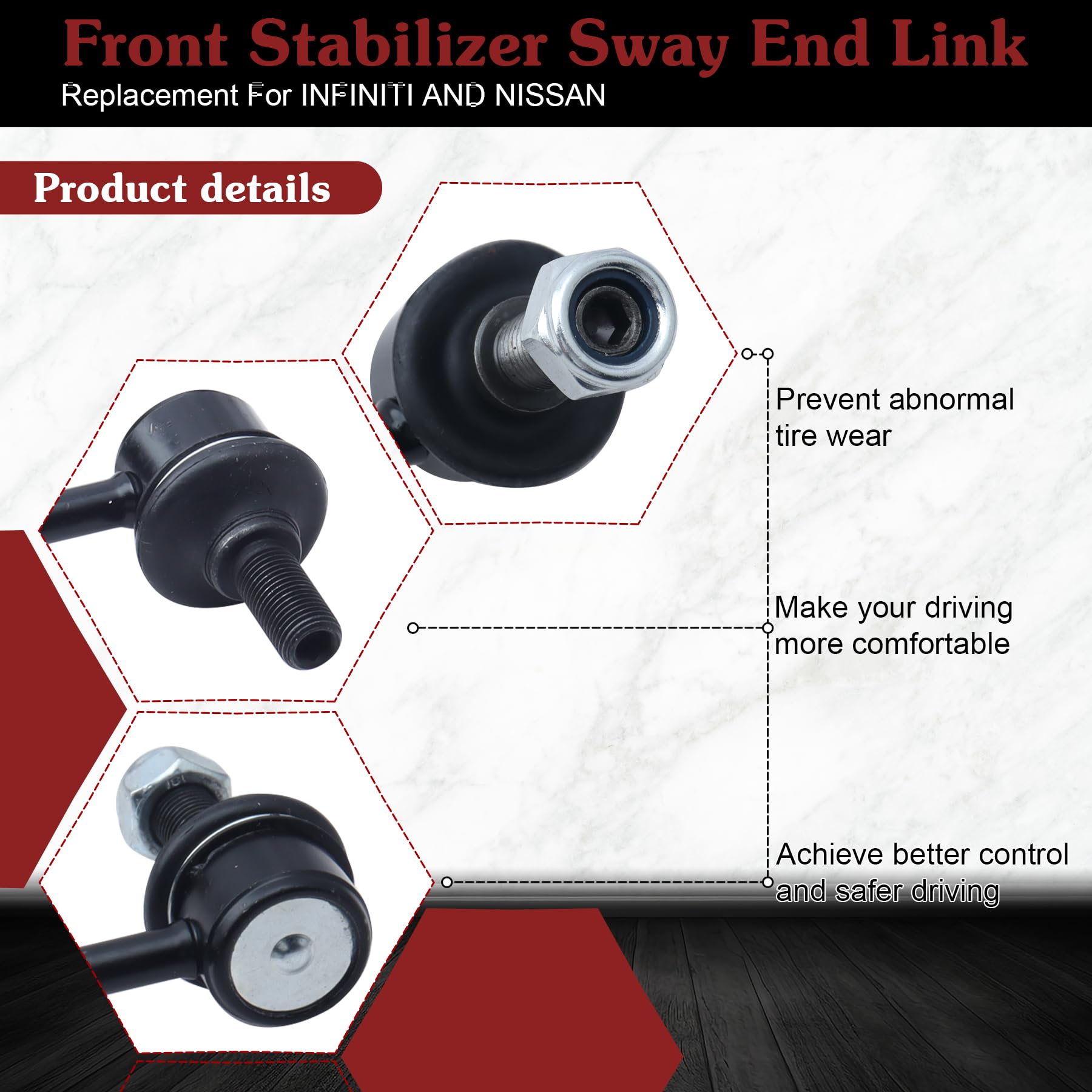 Stiueoav K750146 Sway Bar Link - Front Stabilizer End Link Compatible With 2004-2013 Qx56 ?2014-2022 Qx80 ?2005-2015 Armada?2017