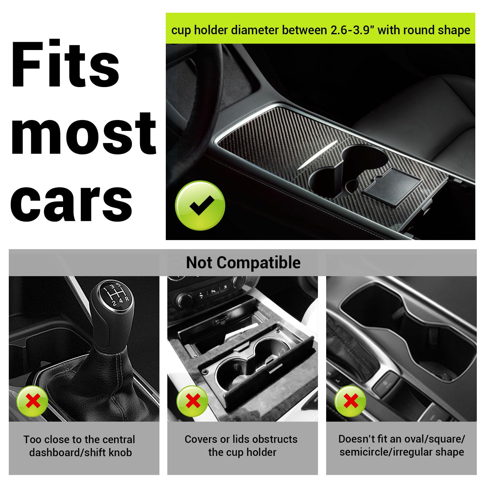 Sodaride Car Cup Holder Expander 2 Pack With Large Size Detachable Food Tray, Car Drink Holder Adapter With Solid Base - Fits Ye