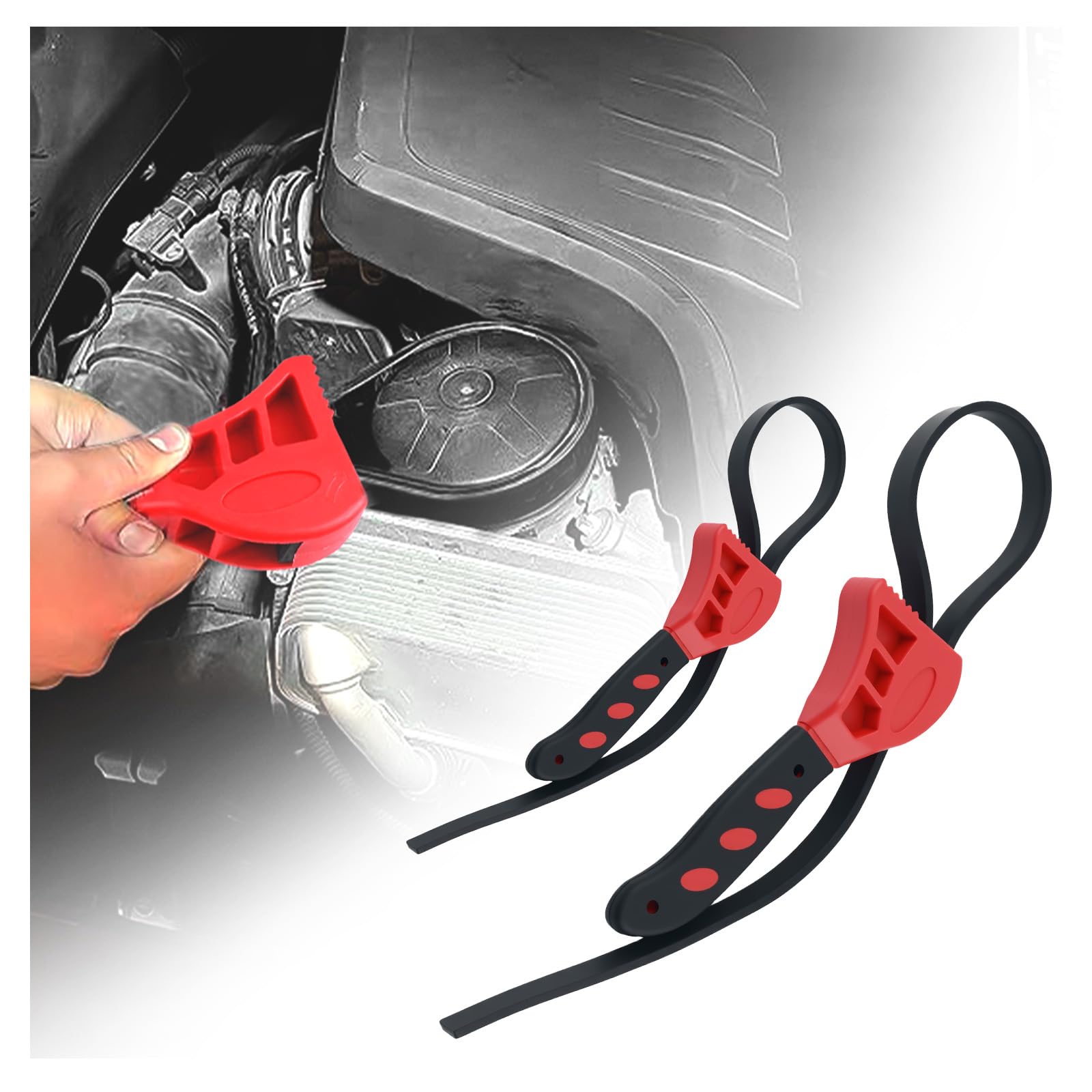 Purthog 2PCS Rubber Strap Wrench Set,Adjustable Strap Wrench Plumbing with Large 24 in and Small 19.7 in,Non-Slip Oil Filter Str