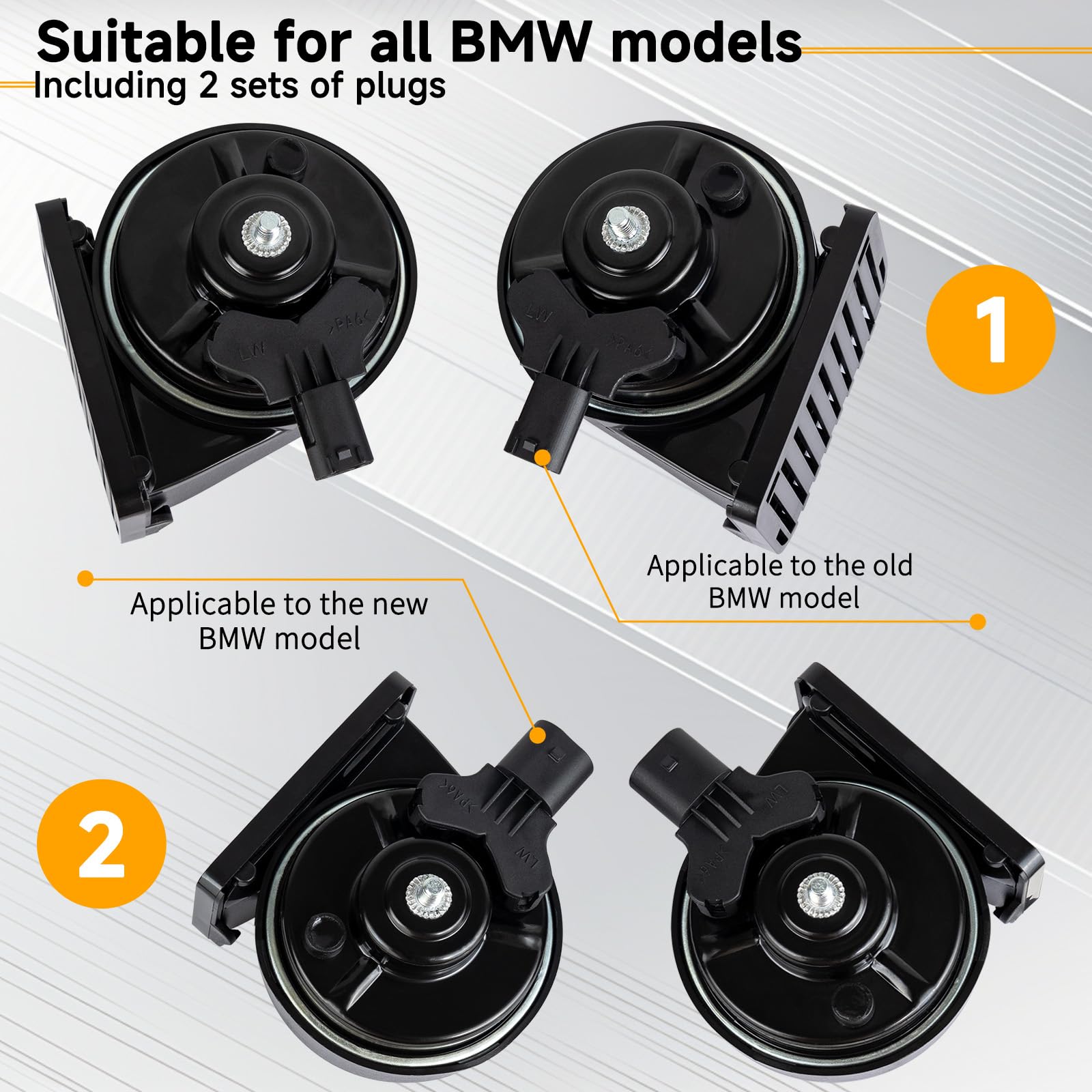 Farbin Loud Horn Compatible With Bmw 12V Car Horn Loud Dual-Tone Electric Snail Horns Waterproof Special Interface