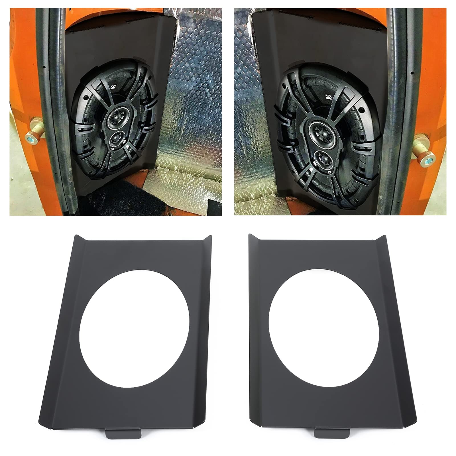 Ecotric Behind Seat Speaker Brackets Square Body Replacement Compatible With 1973-1987 Chevy/Gmc C10 Single Cab Or Crew Cap Pick