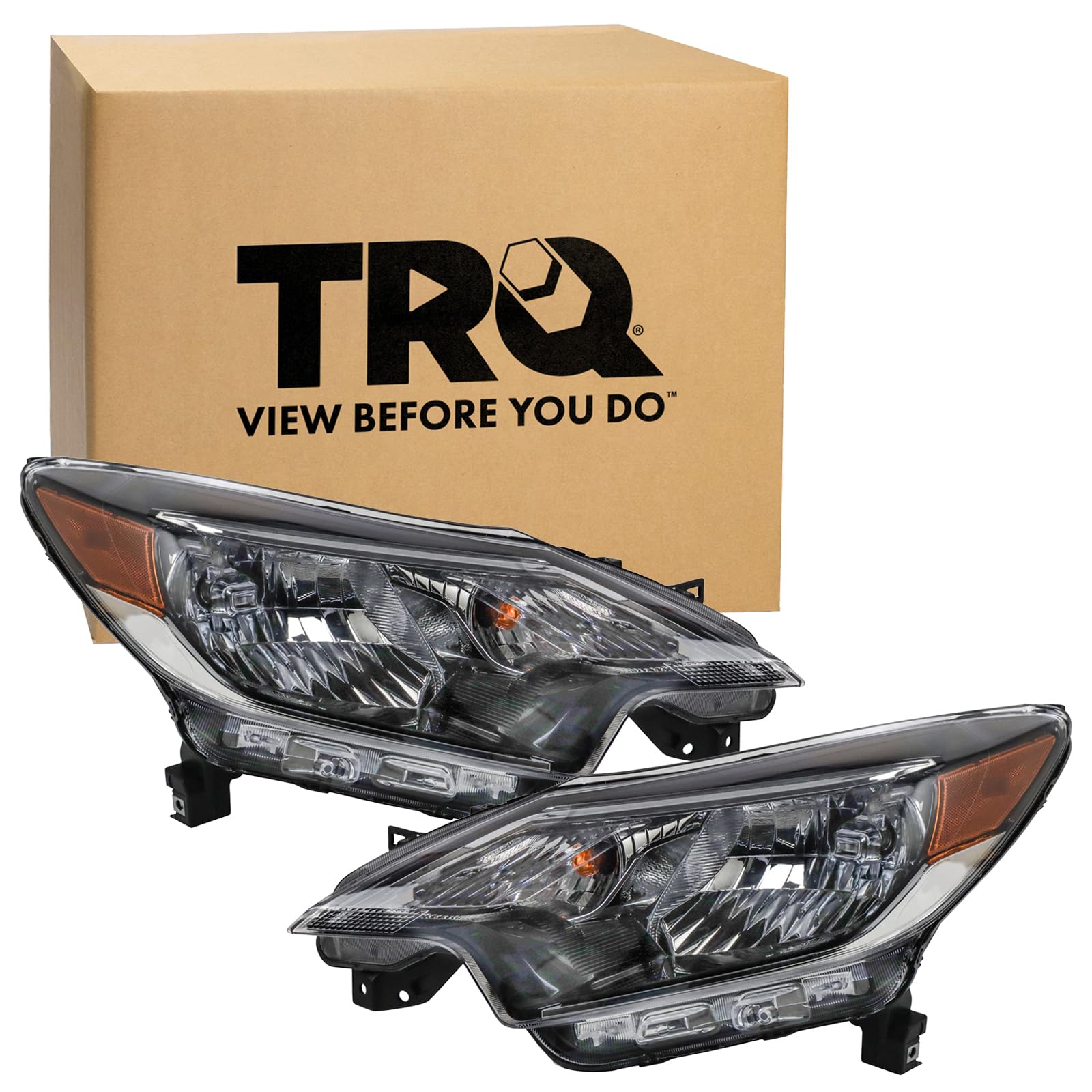 Trq Driver & Passenger Side Headlight Assembly Set Headlights Driver & Passenger Side Compatible With 2017-2019 Nissan Versa Not