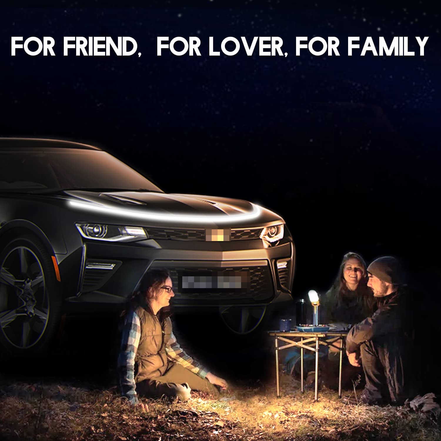 Chemini Car Hood Light Strip, 60 Inch Led Strip Lights For Car Hood Universal Engine Hood Guide Decorative Light Bar 12V Flexible Headlight Waterproof Daytime Running Light Strip 1Pcs (White)