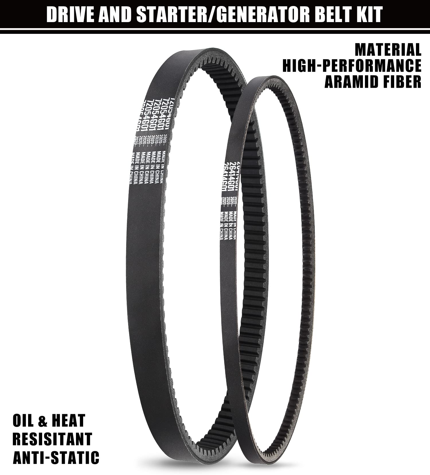 Geggkake Ezgo Drive Belt & Starter Generator Belt Kits, Fits 4 Cycle 1994-Up Ezgo Txt/Medalist Gas Golf Cart, Oem# 72054G01, 72024G01, 72025G01, 26414G01