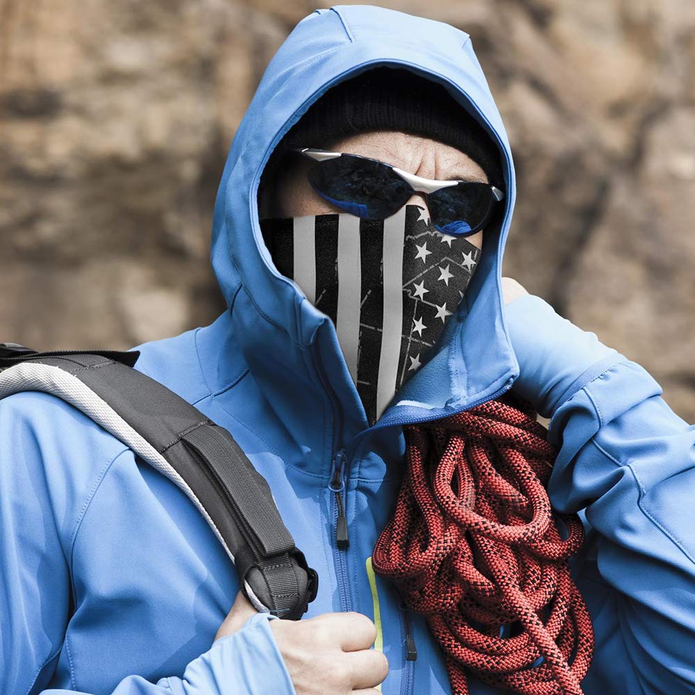 Olarveo 3-Pack American Flag And Map Outdoor Face Mask, Half Dust-Proof Windproof Motorcycle Bicycle Bike Face Mask For Cycling,