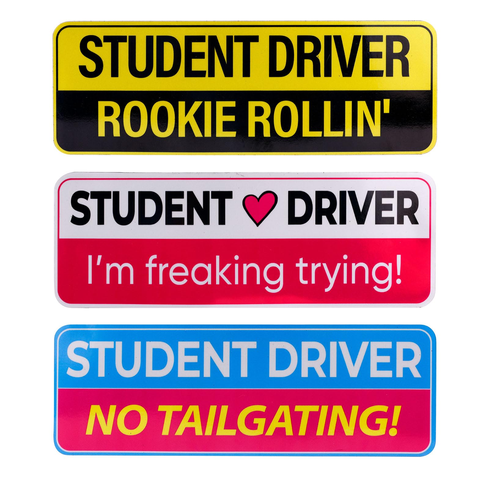 3pcs Student Driver Car Magnets, 3 Styles High Reflective Beginner Driver Safety Signs Cute Magnetic New Learner Drivers Bumper 