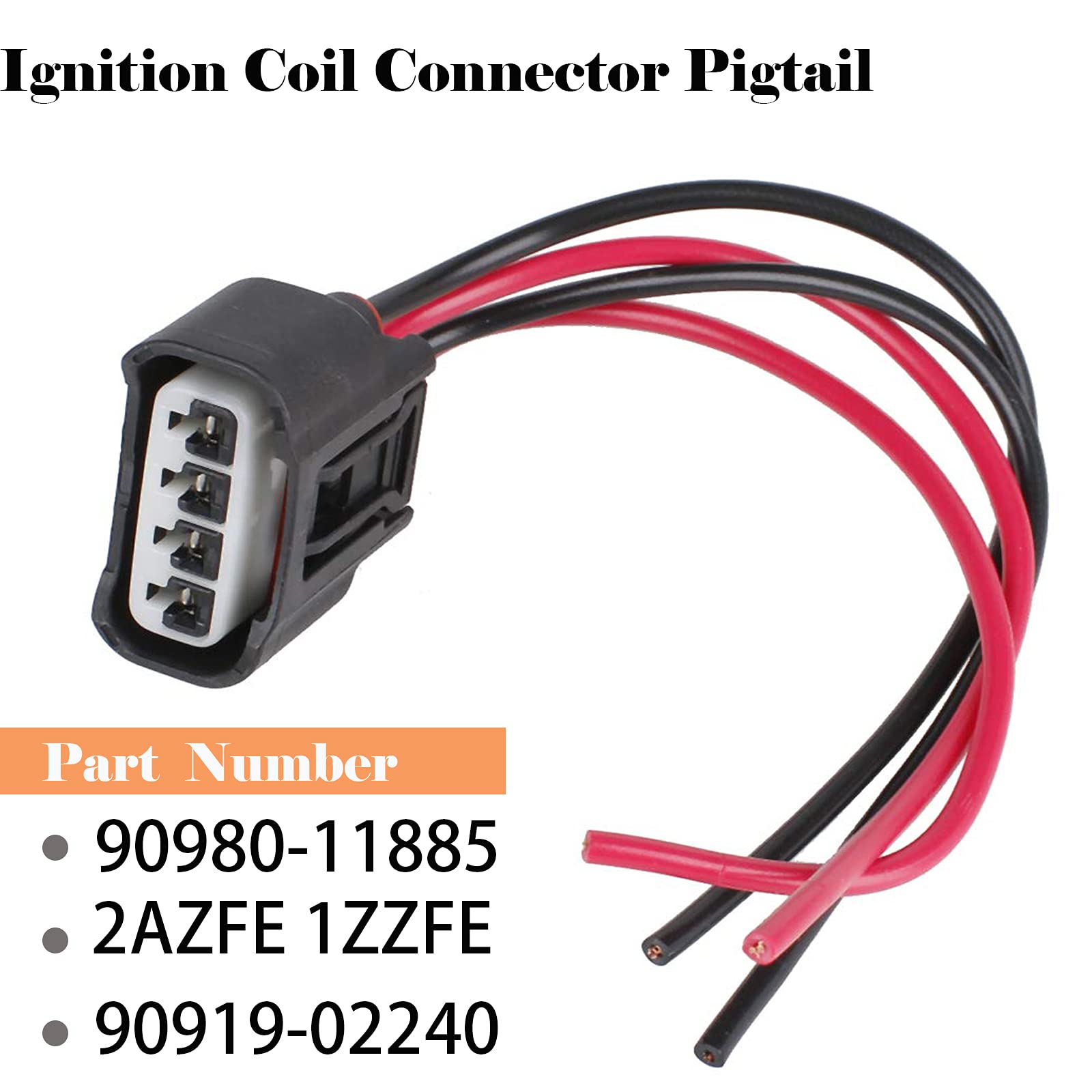 4 Packs Ignition Coil Connector Compatible With Toyota Scion Pontiac Chevrolet Chevy Lexus Ignition Coil Connector Harness L4 2.4L Ignition Coil Female Connector Plug Harness Pigtail Toyota Connectors
