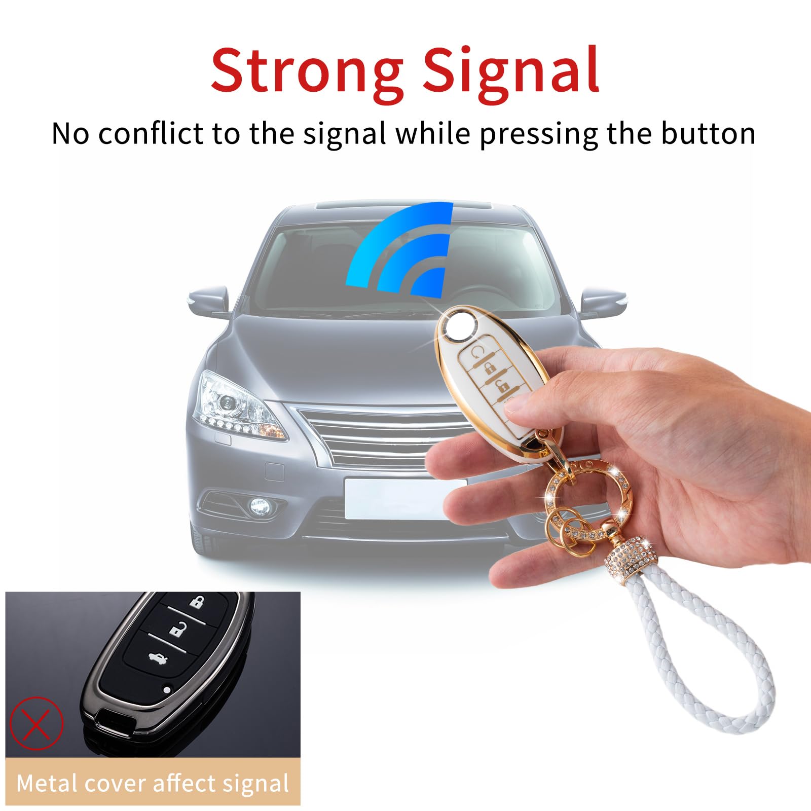 Gematay For Nissan Key Fob Cover, Key Case Shell Compatible With Nissan Altima Rogue Sentra Pathfinder Frontier Maxima Titan Mur