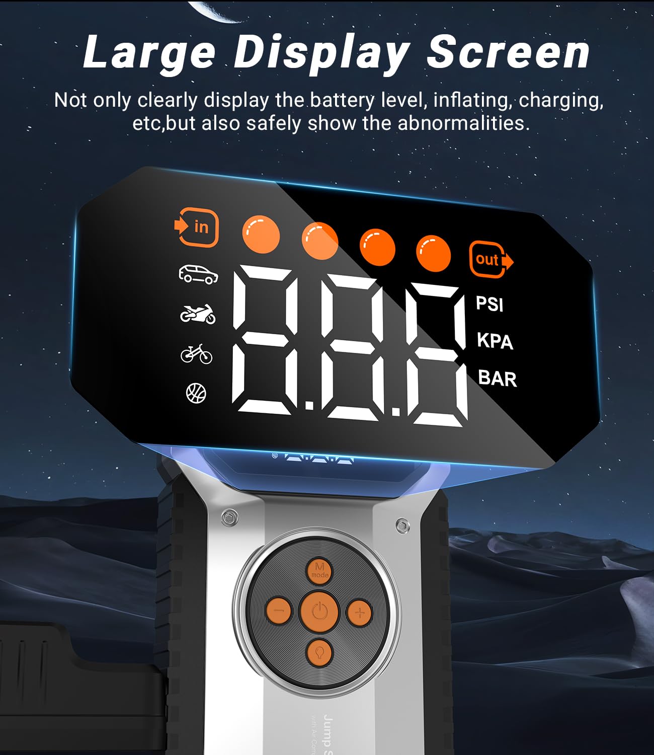 ZKpilse Car Jump Starter with Air Compressor, 4000A 12V Portable Jump Starter (All Gas/9L Diesel), Car Battery Jump Box with 150