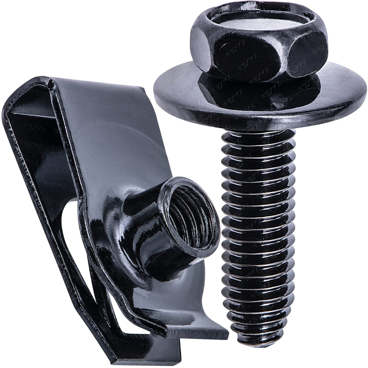 Rexka 10 Sets M6-1.0 Bolts & U-Nuts - Extruded U Nuts & Body Bolts Kits for GM Ford Chevy Buick Cadillac - Body Fender Bumper Ra