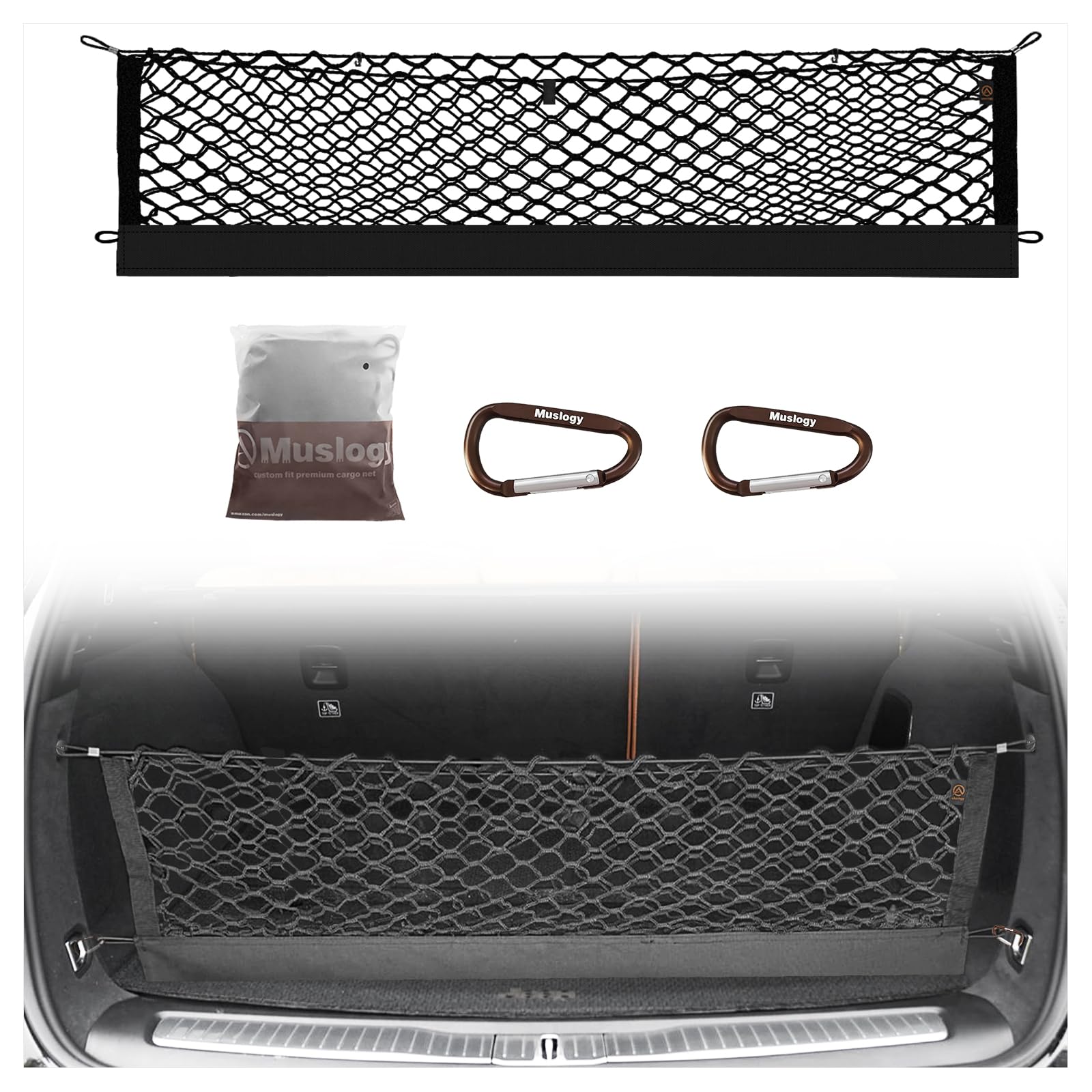 Muslogy Envelope Style Trunk Cargo Net Compatible With 2022-2024 2025 Jeep Grand Cherokee Accessories Custom Fit Trunk Organizer