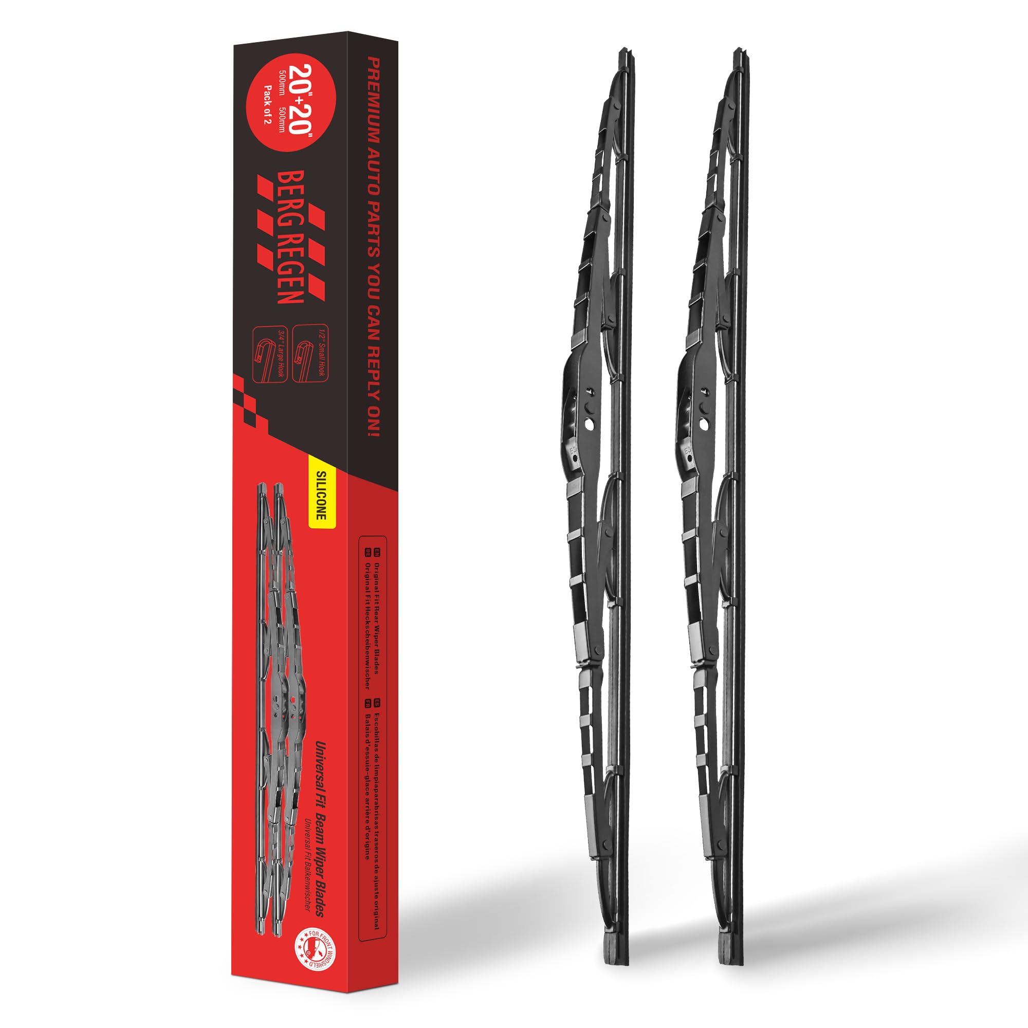 Berg Regen 20 Inch-2 Pack Silicone Windshield Wiper Blades Replacement For Ford F150 F250 F350 F450 F550 2008-99 Explorer 10-05 