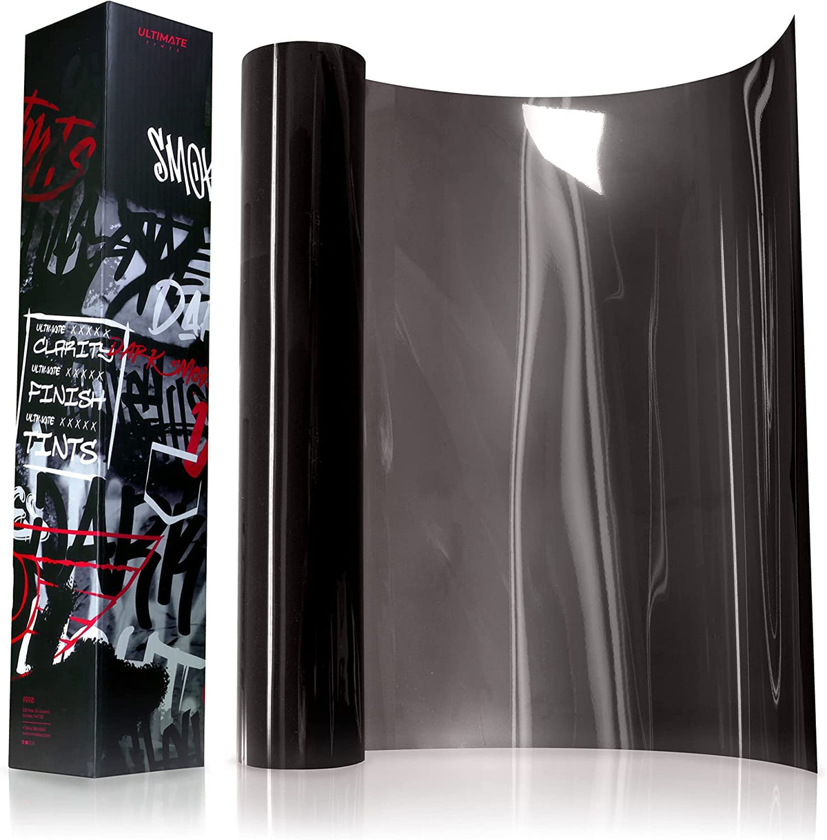 Vvivid+ Ultimate Headlight Taillight Tint Vinyl Wrap (12'' X 7Ft, Dark Smoke)