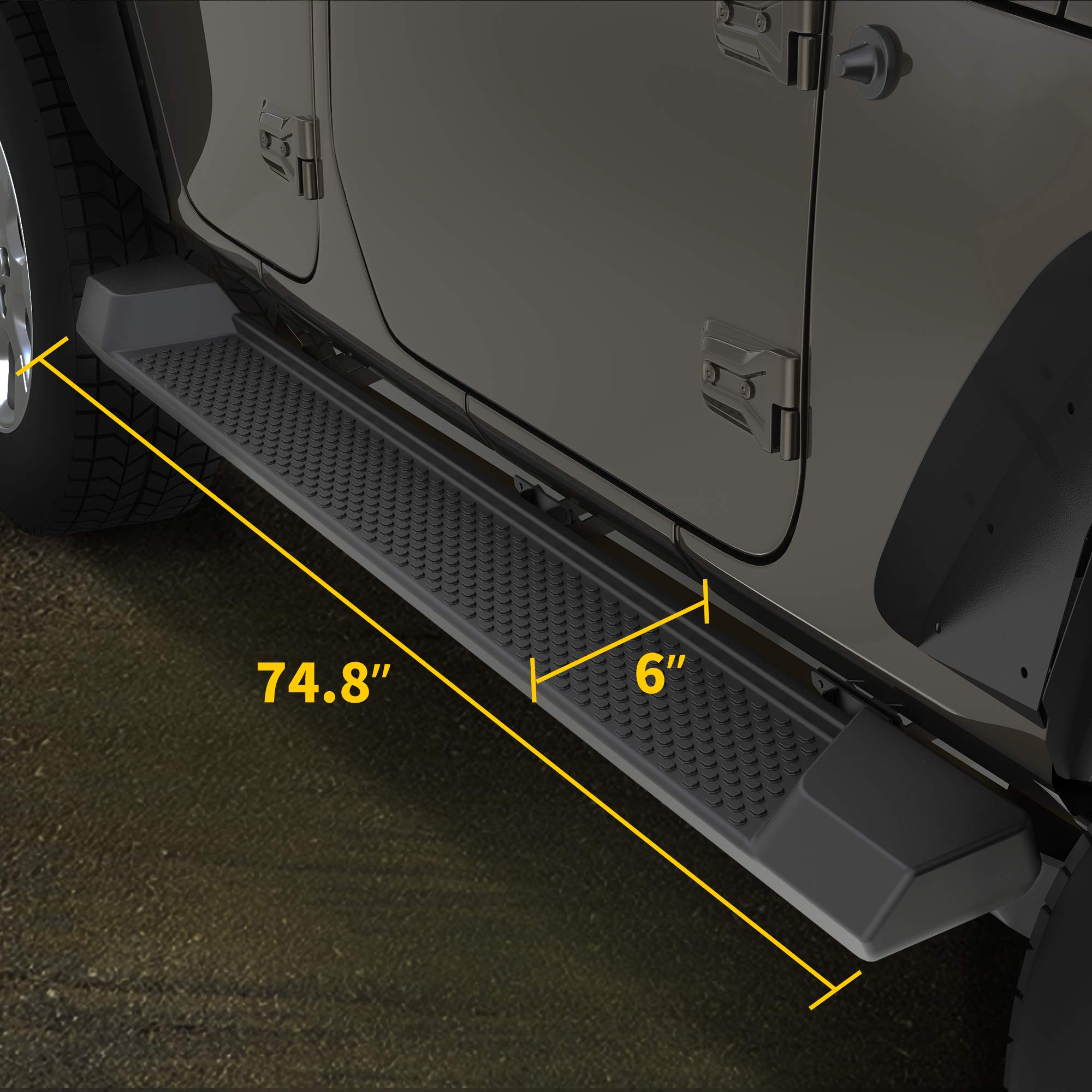 Autosaver88 6 Inches Oe Style Running Boards, Nerf Bars, Side Steps Compatible For 2018-2025 Jeep Wrangler Jl 4-Door Black (Excl