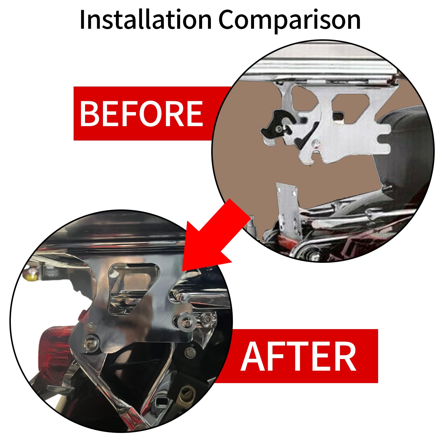 Ecotric Detachable Two Up Tour Pack Luggage Rack W/Docking Hardware Kit Compatible With 1997-2008 Harley Touring Road King Electra Glide Street Glide Road Glide Chrome Tour Pak Mounting