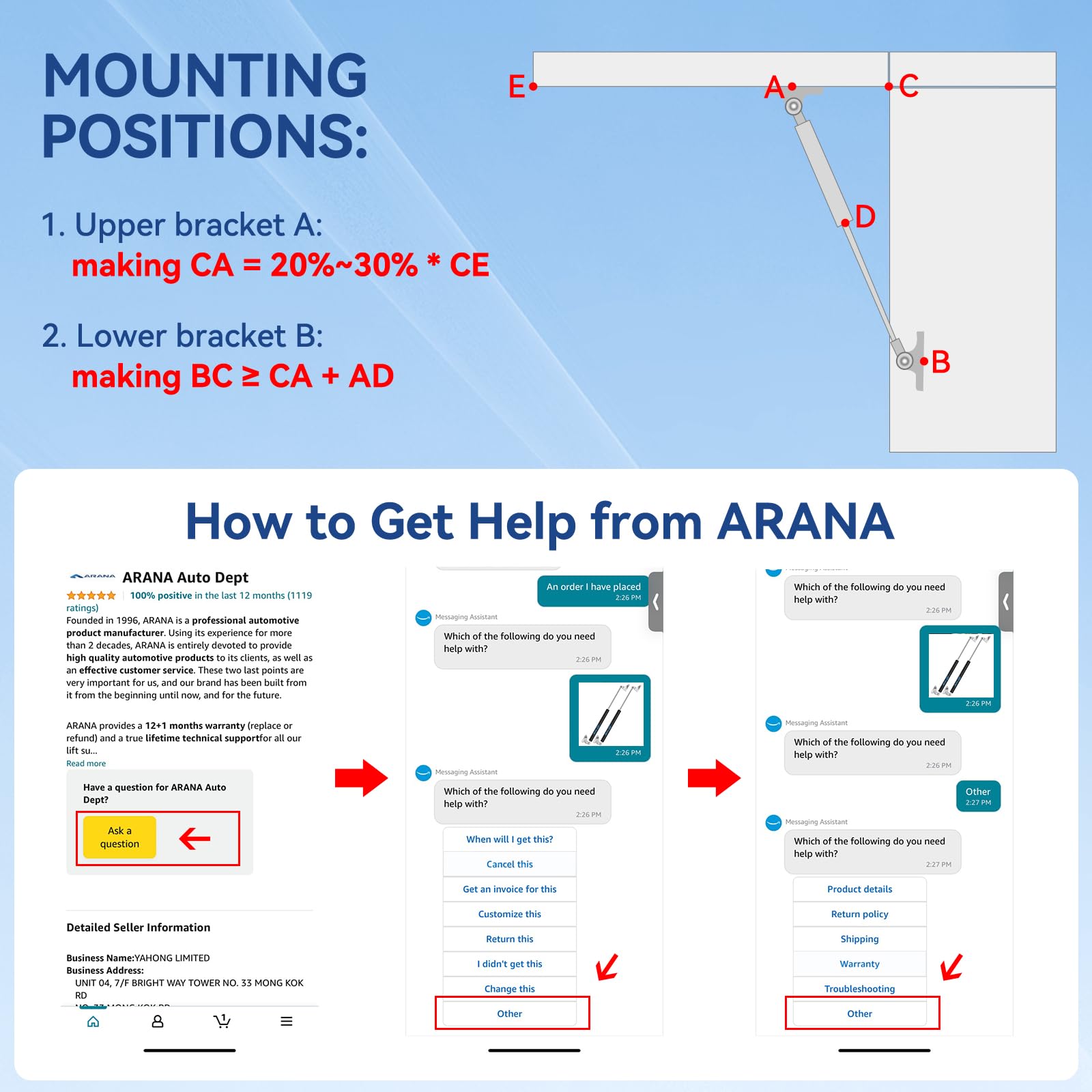 C1608054 20' Gas Prop Spring Strut 20 Inch 100 Lb Per Shock C16-08054 For Camper Shell Rv Bed Tonneau Cover Storage Box Basement Door Floor Hatch Window Lift Struts (Applicable Lid Weight 85-110Lbs)