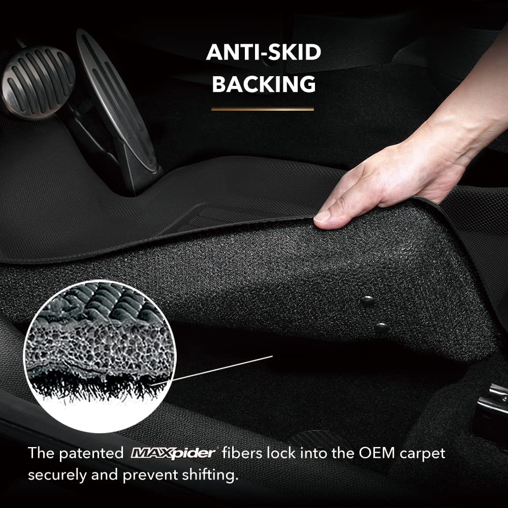 3D Maxpider Custom Fit Kagu Floor Mat (Black) For 2020-2023 Tesla Model 3-1St Row 2Nd Row