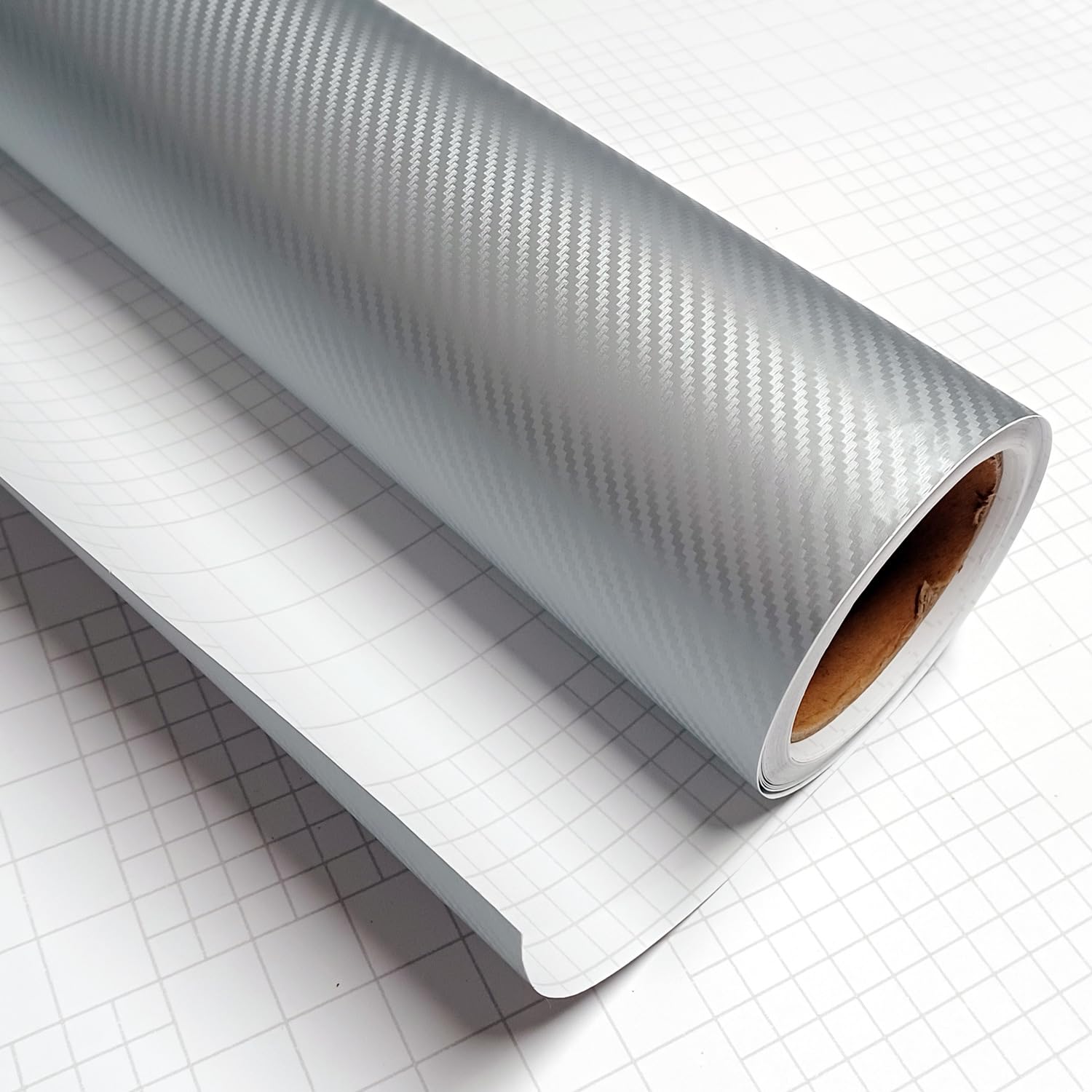 Diyah 3D Silver Carbon Fiber Film Twill Weave Vinyl Sheet Roll Wrap Diy Decals 12'' X 60'' (1Ft X 5Ft)