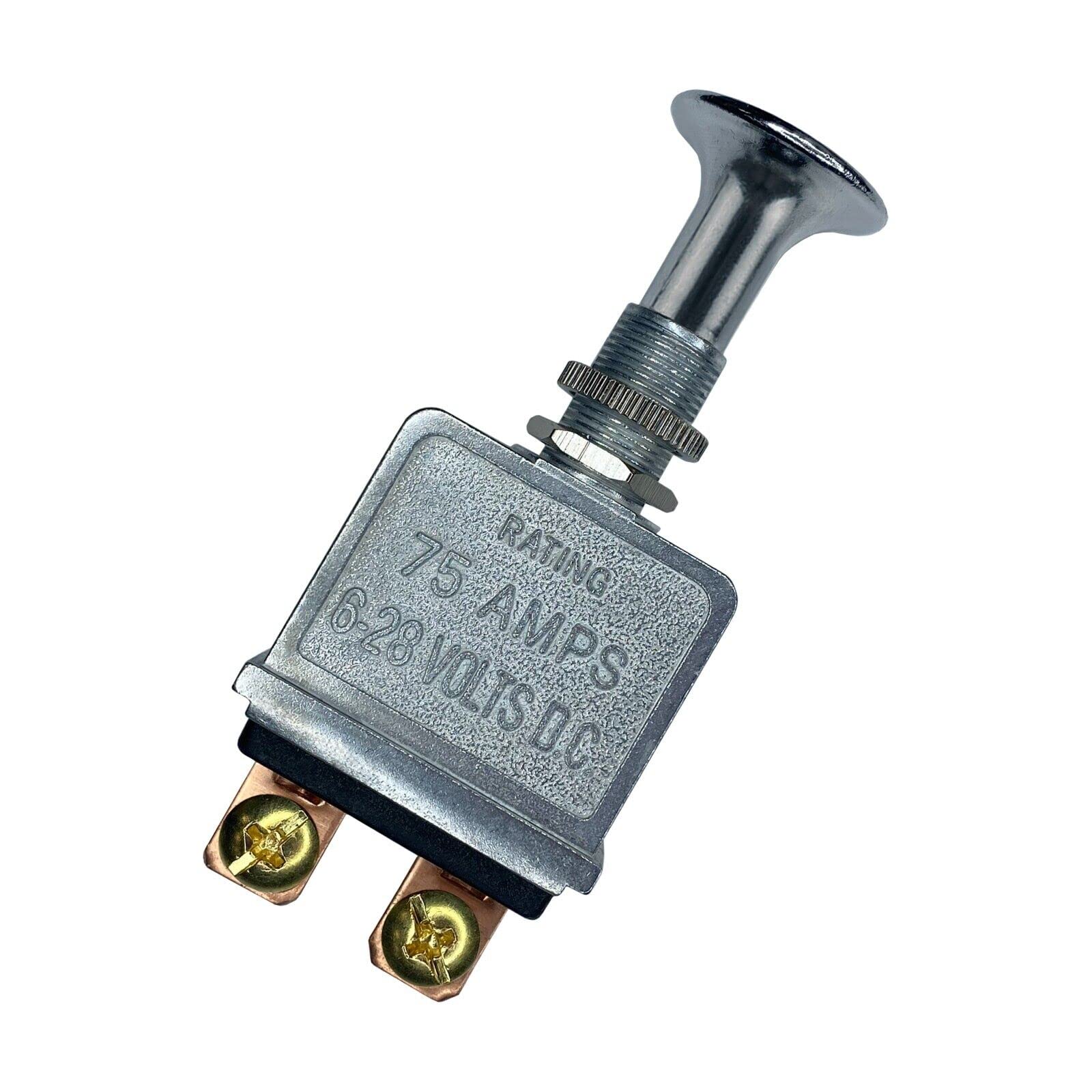 Heavy Duty 75A Push Pull Switch 6-28V Dc 12 Volt 75A Spst, 2 Position On-Off, Chrome Knob