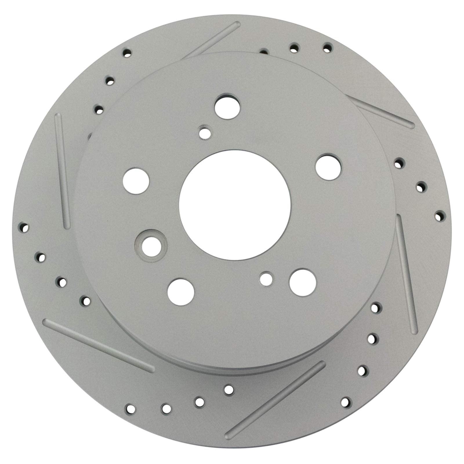 Trq Rear Performance Brake Rotors Set Solid Premium G-Coated Cross Drilled & Slotted Compatible With 2007-2012 Lexus Es350 2008-