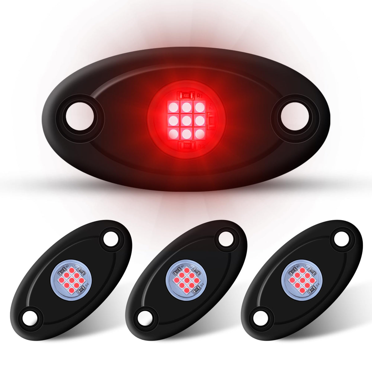 Ly8 4Pods Led Rock Lights Kits For Car Trucks Atv Utv Suv Boat Underbody Glow Trail Rig Light Waterproof (Red)