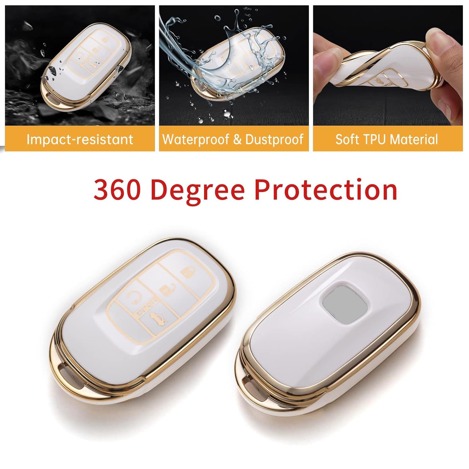 Gematay For Honda Key Fob Cover With Keychain Lanyard, Soft Tpu Key Fob Protector Compatible With 2022 Honda Accord Civic Crv Pi