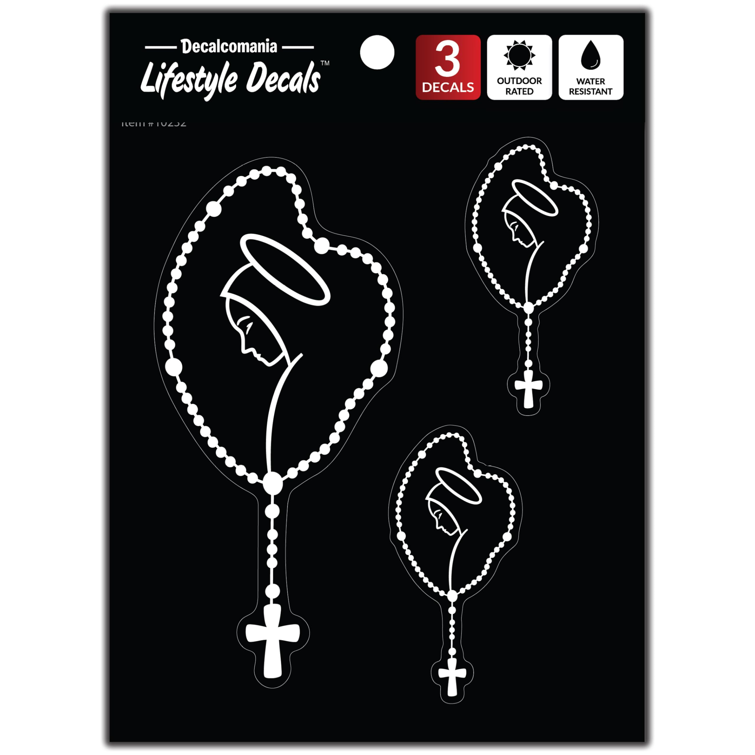 Mary Rosary Decals For Car Truck Tablet Tumbler Cell Phone - Set Of 3 Christian Stickers For Cars Stickers - Religious Holy Rosa