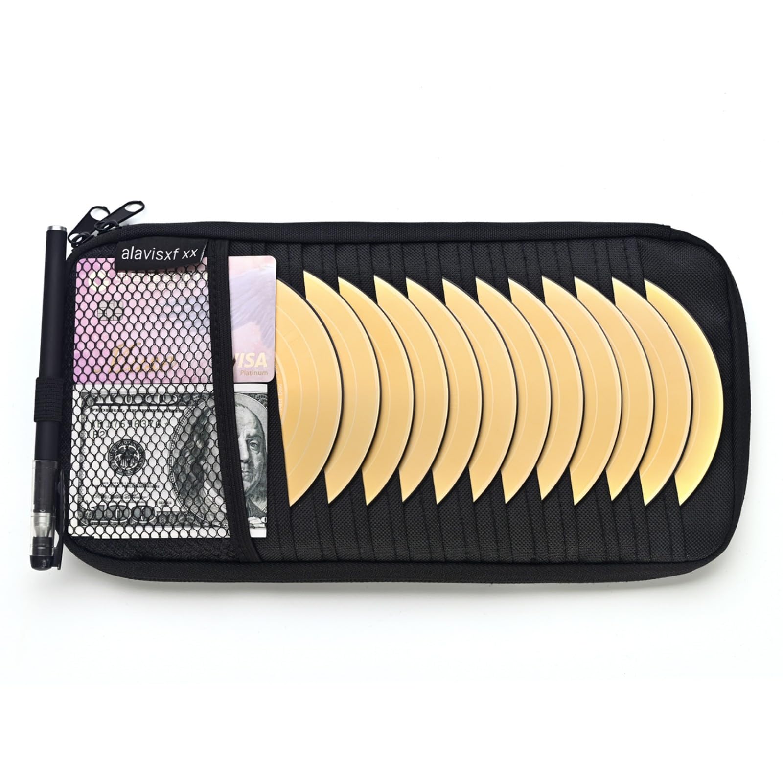 Alavisxf Xx Car Cd Holder, Dvd Vehicle Visor Storage Organizer, Large Capacity Cd Visor Case With 12 Sleeves, 1 Mesh Pocket, 1 P