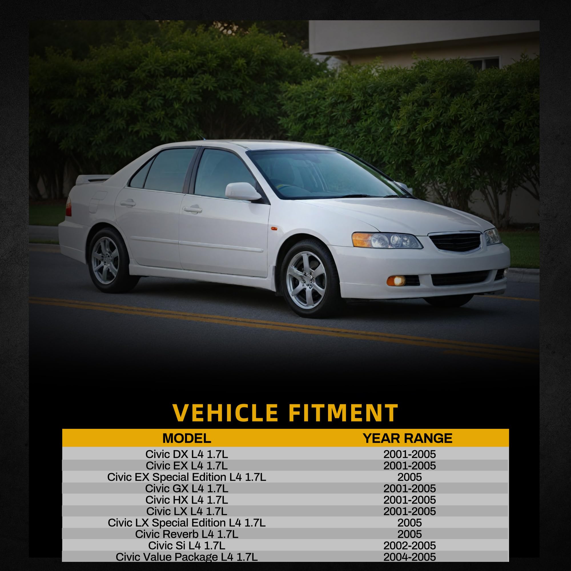 Dwvo Complete Radiator Compatible With 2001 2002 2003 2004 2005 Civic, Compatible With 2001-2005 El L4 1.7L Dwrd0003