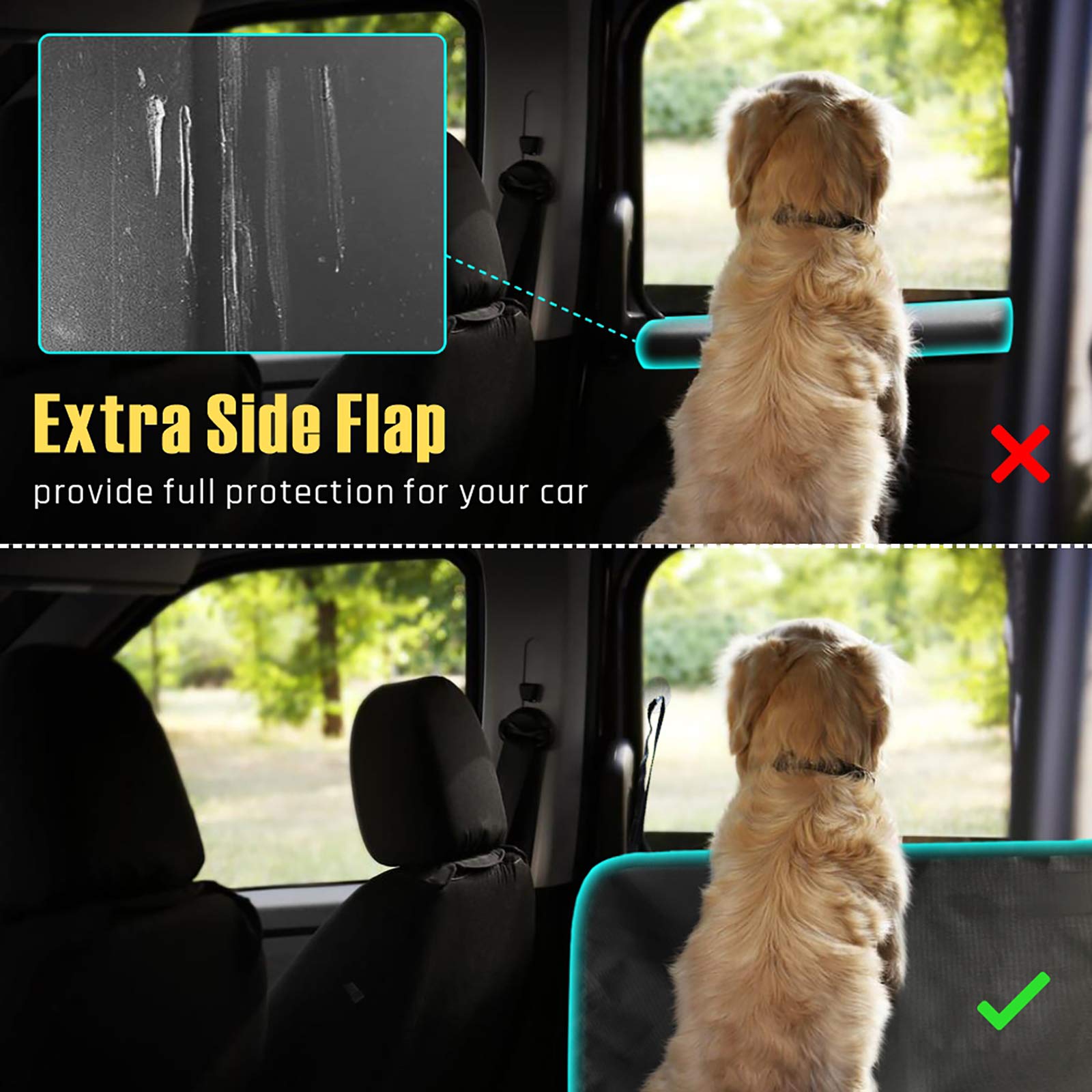 Funnipets Cargo Liner For Suv, Water Resistant Dog Cargo Cover With Bumper Flap And Side Walls Protector, Non-Slip Backing, Quilted Pet Seat Cover, Large Size Universal Fit, Black