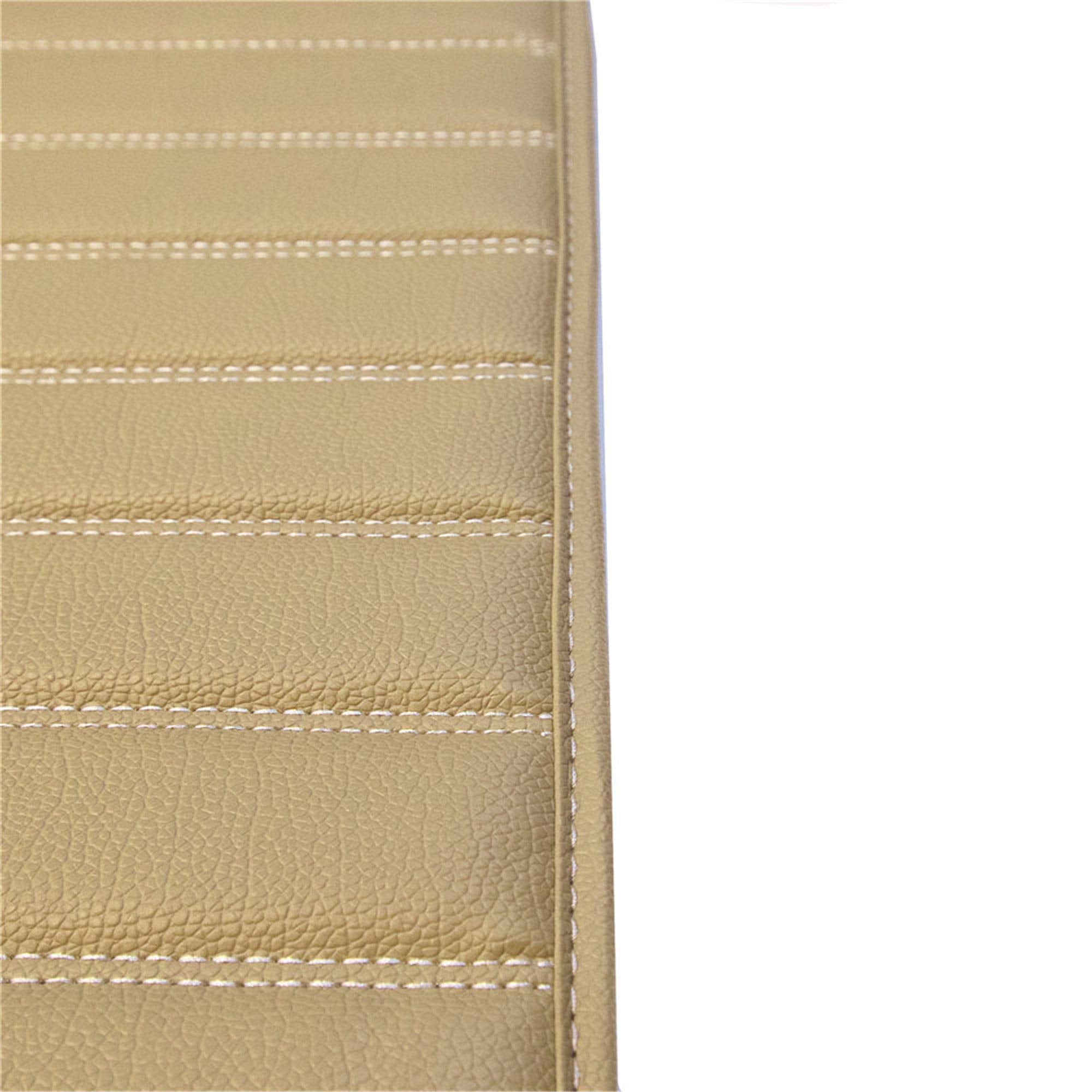 Fh Group F16500 Deluxe Heavy-Duty Faux Leather Flat Stripe Multi-Purpose Cargo Liner 46'' (Beige) With Gift - Universal Fit For