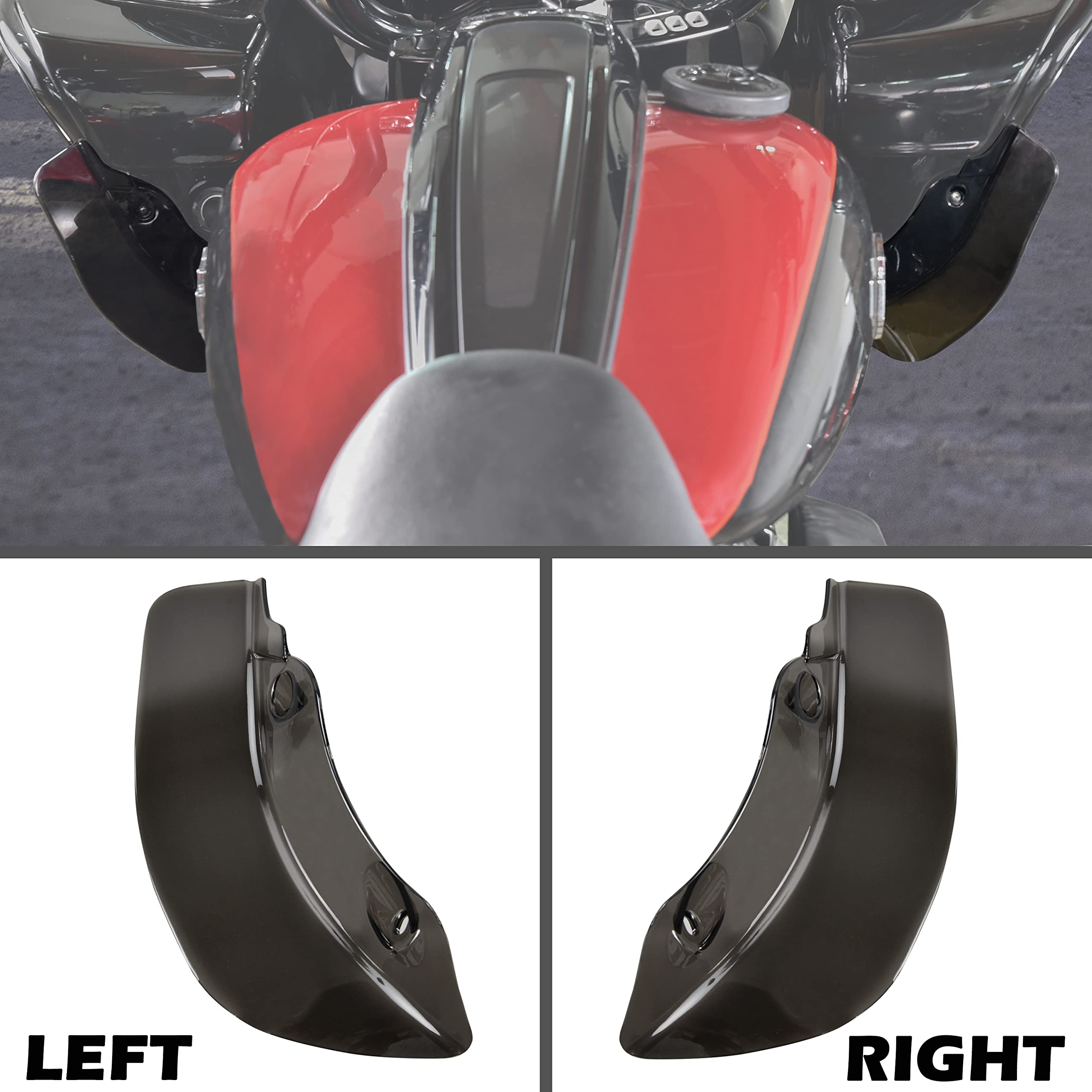 VEISUTOR Wide Wind Deflector for Harley Touring, Smoke Fairing Air Deflectors Side Wind Windshield for Harley Road Glide FLTRXS