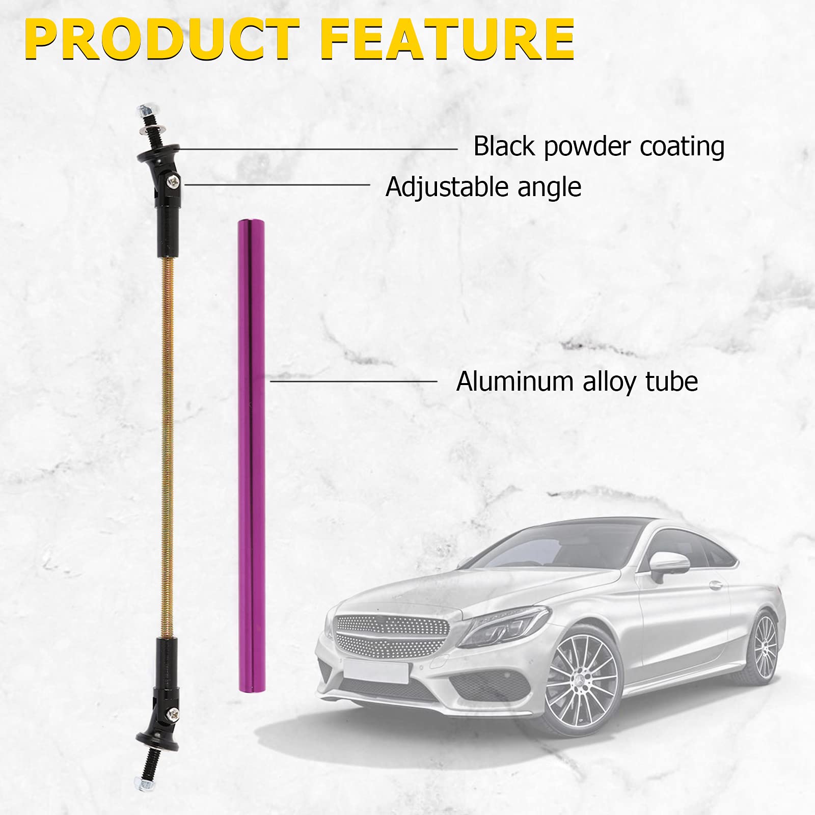 Splitter Strut Rods, Auxmart 200Mm Lip Splitter Support Rod Diffuser Strut Rod Tie Support Bars 200Mm Fit Most Vehicles, Pack Of 2, Purple