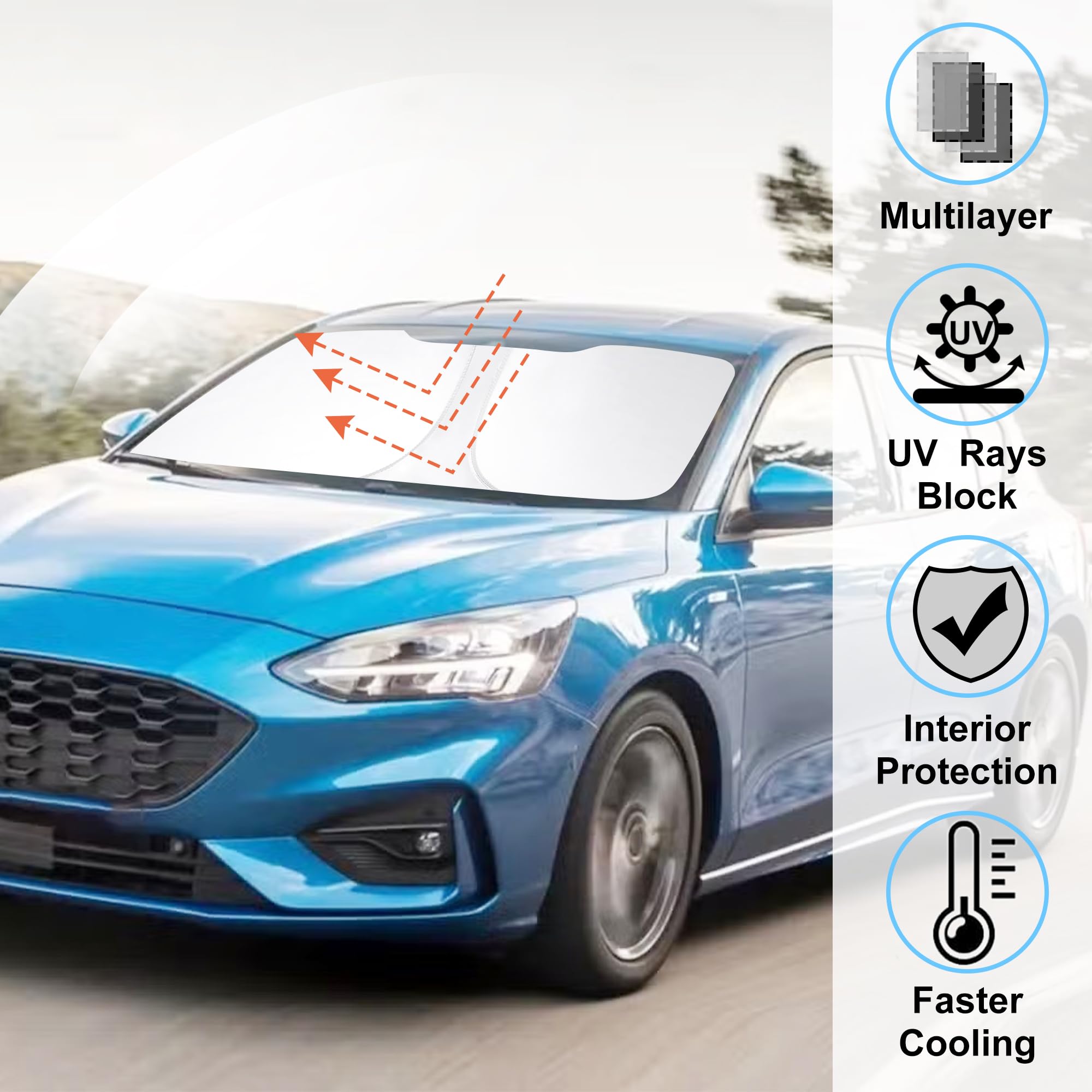 Windshield Sun Shade Custom Fit For 2012-2018 Ford Focus Hatchback Accessories Foldable Sunshade Sun Blocker Protect Car From Su