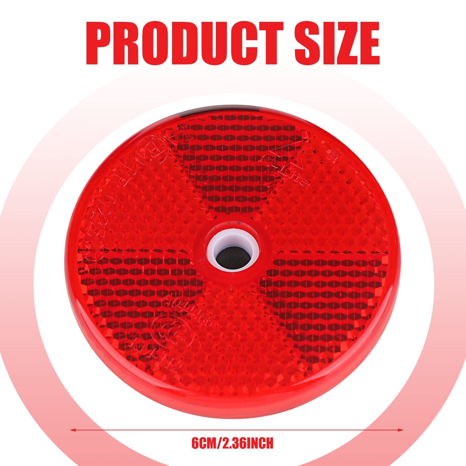 16 Pack Front Reflector Round Reflector For Driveway Fence Gate Posts Trailers Safety Reflectors With Center Mounting Holes Automobiles Boats Mailboxes Reflector (Red)