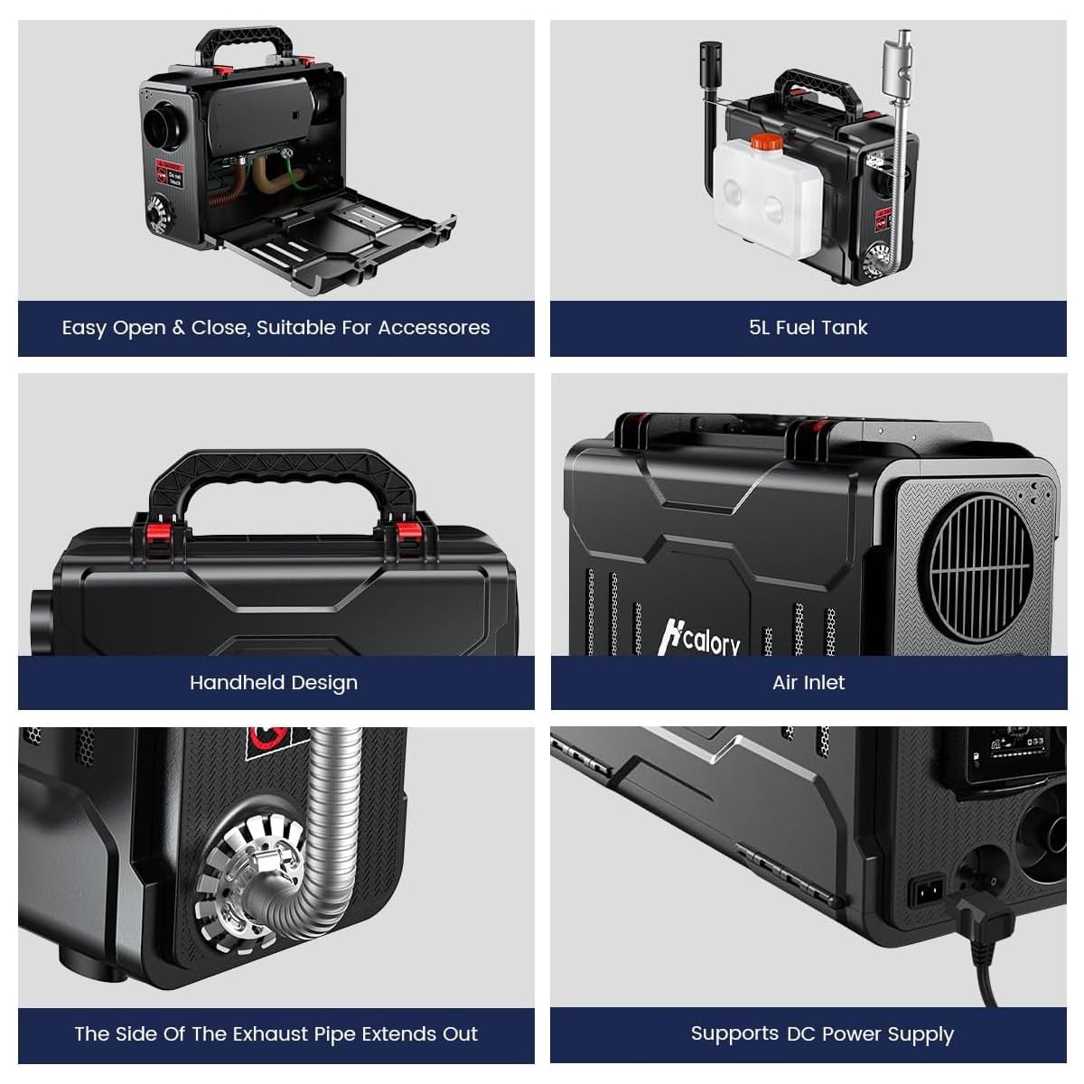 Hcalory 12V Portable Diesel Air Heater, 5Kw All-In-One Diesel Parking Heater, Parking Bunk Heater With Remote Control, And Lcd Monitor For Car Trucks Boat Bus Rv Motor-Homes And Camper