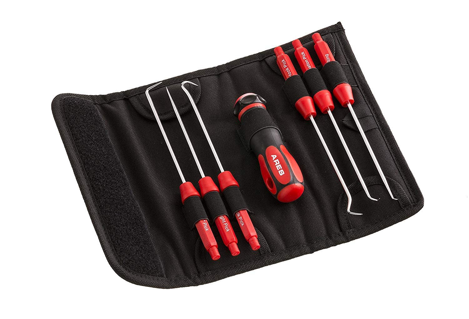 Ares 70255 - Interchangeable Hook And Pick Set - 6-Piece Set Includes Convenient Storage Pouch - Chrome Vanadium Steel Shafts -