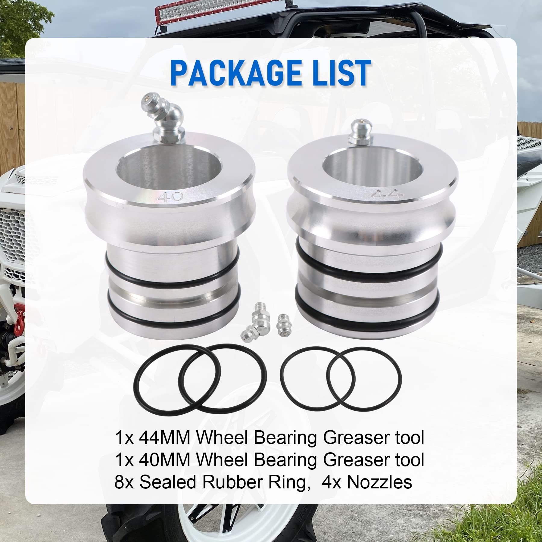 Jdmspeed New 44/40Mm Front Rear Wheel Bearing Greaser Tools Replacement For Polaris Ranger 570 800 900 1000Xp Sportsman 500 850 1000Xp Replacement For Polaris Atv Utv Sxs/Rzr 900S/ 1000/ Pro Xp