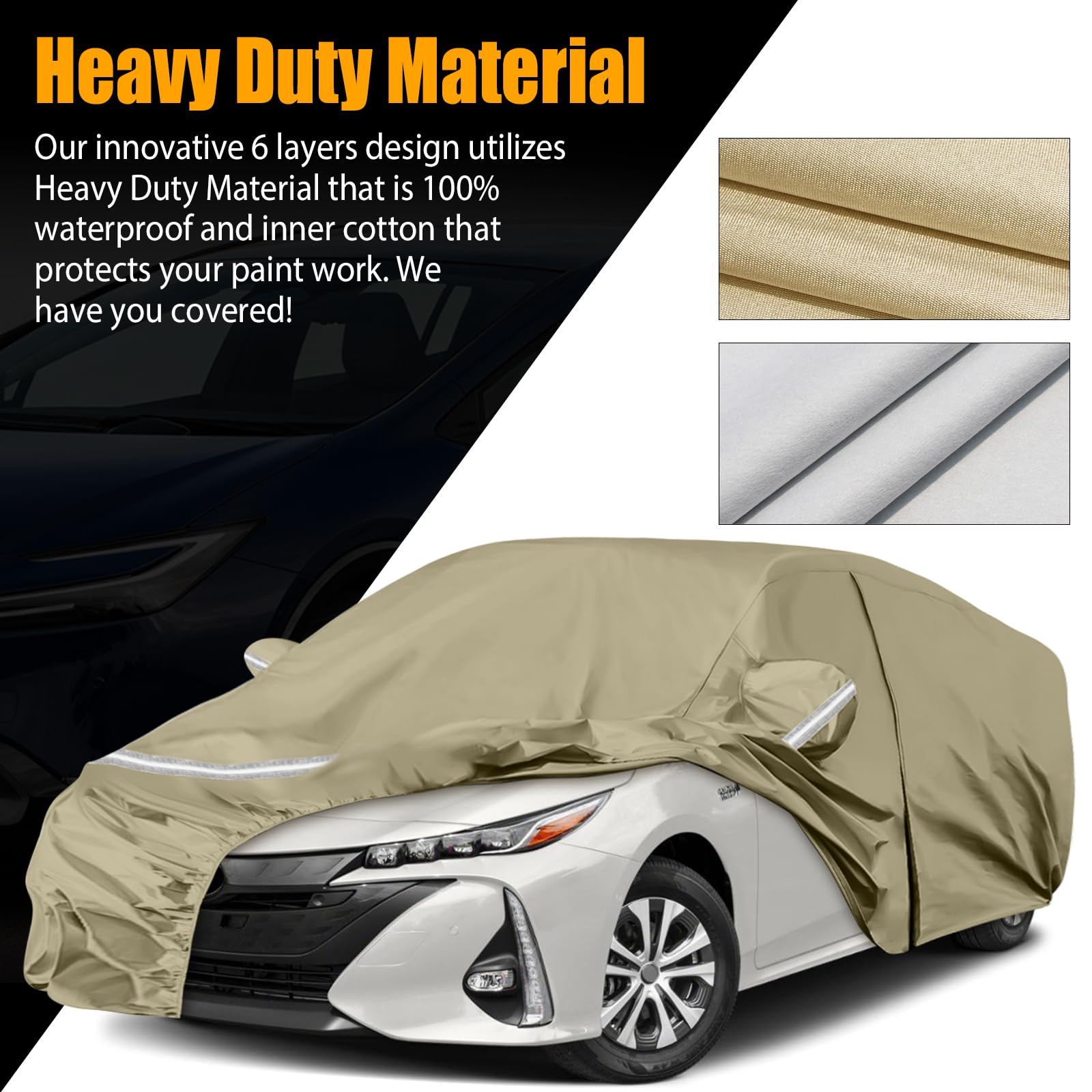 Waterproof Car Covers Replace for 2004-2025 Toyota Prius, Multilayer Heavy Duty with Cotton Liner All Weather Custom-fit Car Cov