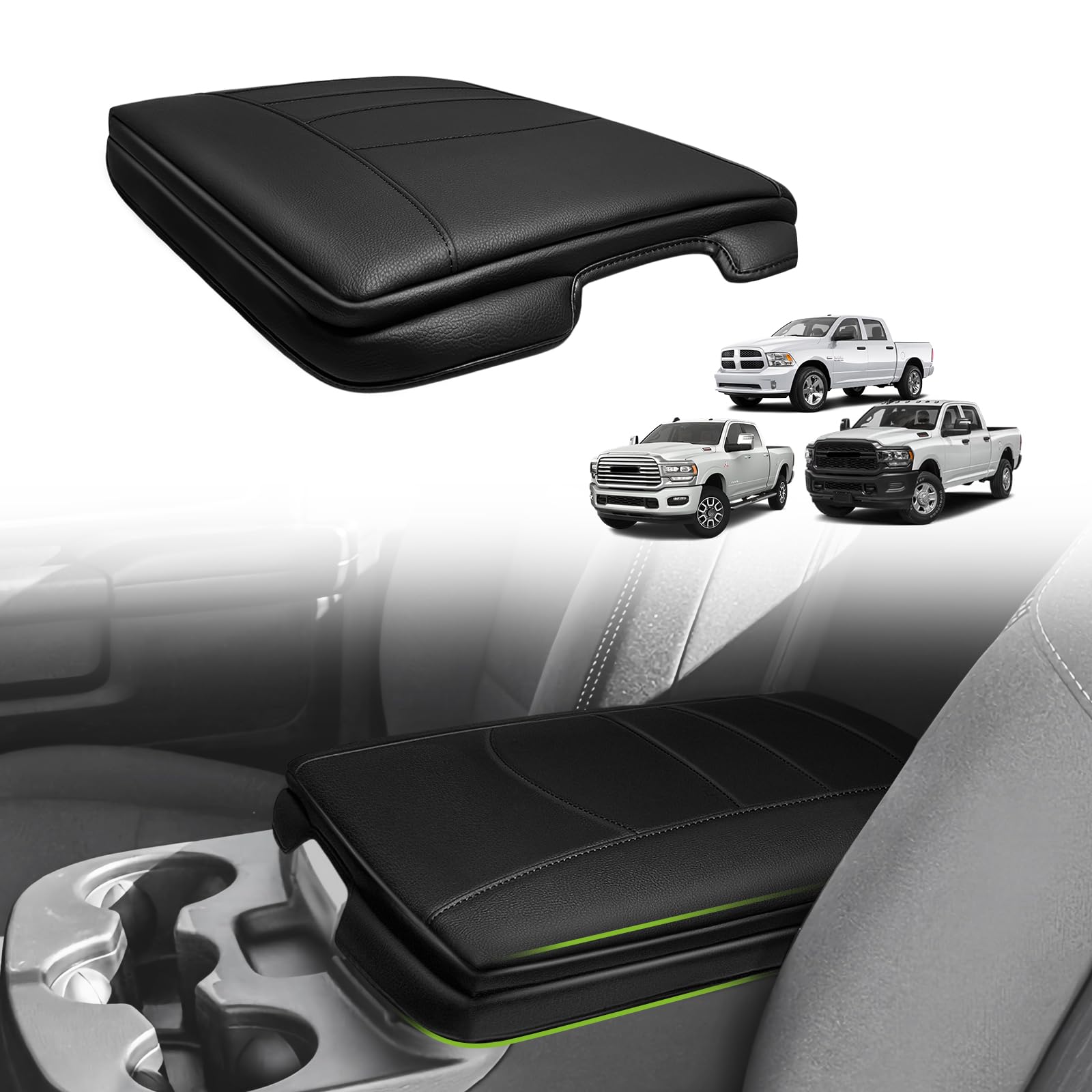 Muslogy Center Console Armrest Cover Compatible With Dodge Ram1500 2013-2018 & Ram2500/3500 2013-2025 Comfort Armrest Pad Arm Re