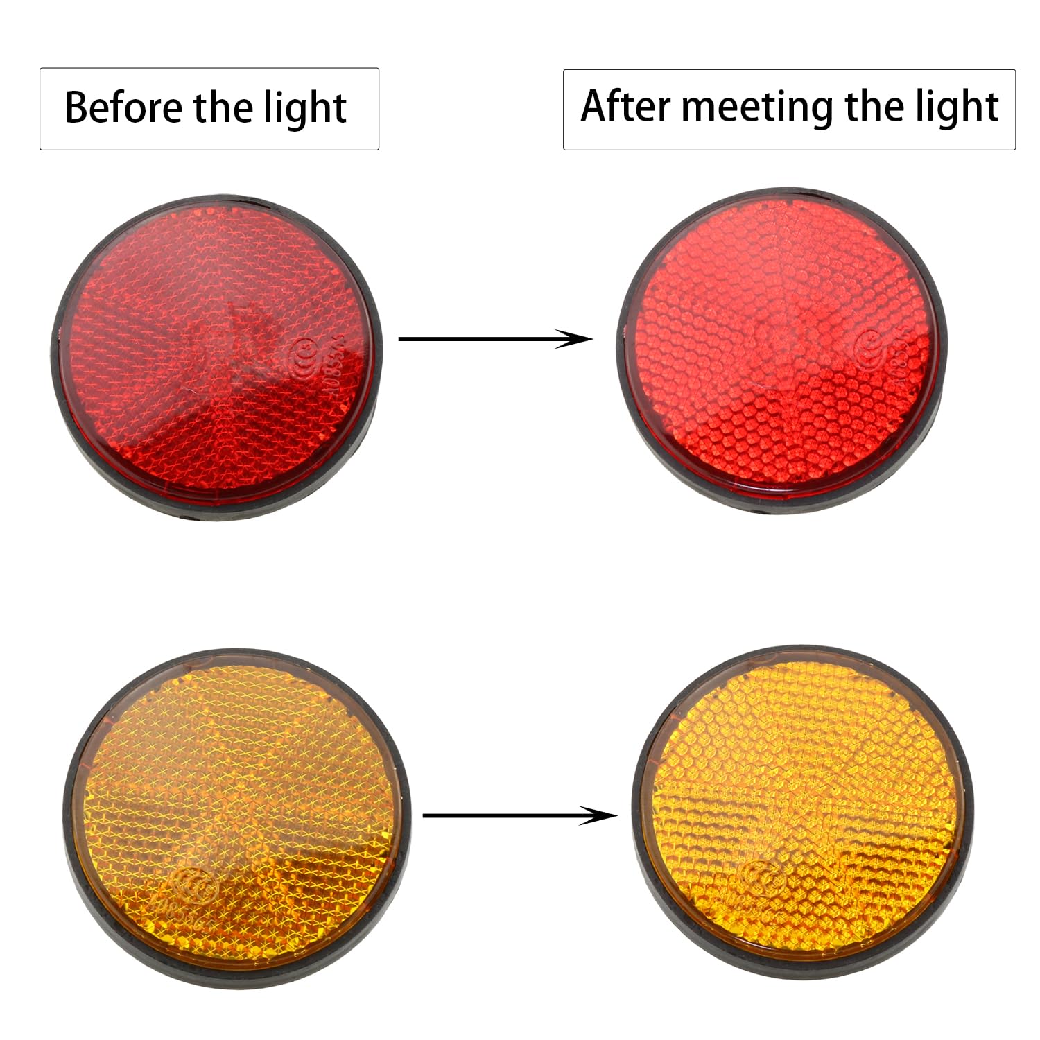 DGZZI Round Reflector 4PCS 2inch / 56mm Plastic Universal Screw Mount Reflective Warning Reflectors for Motorcycle Bike, Red and