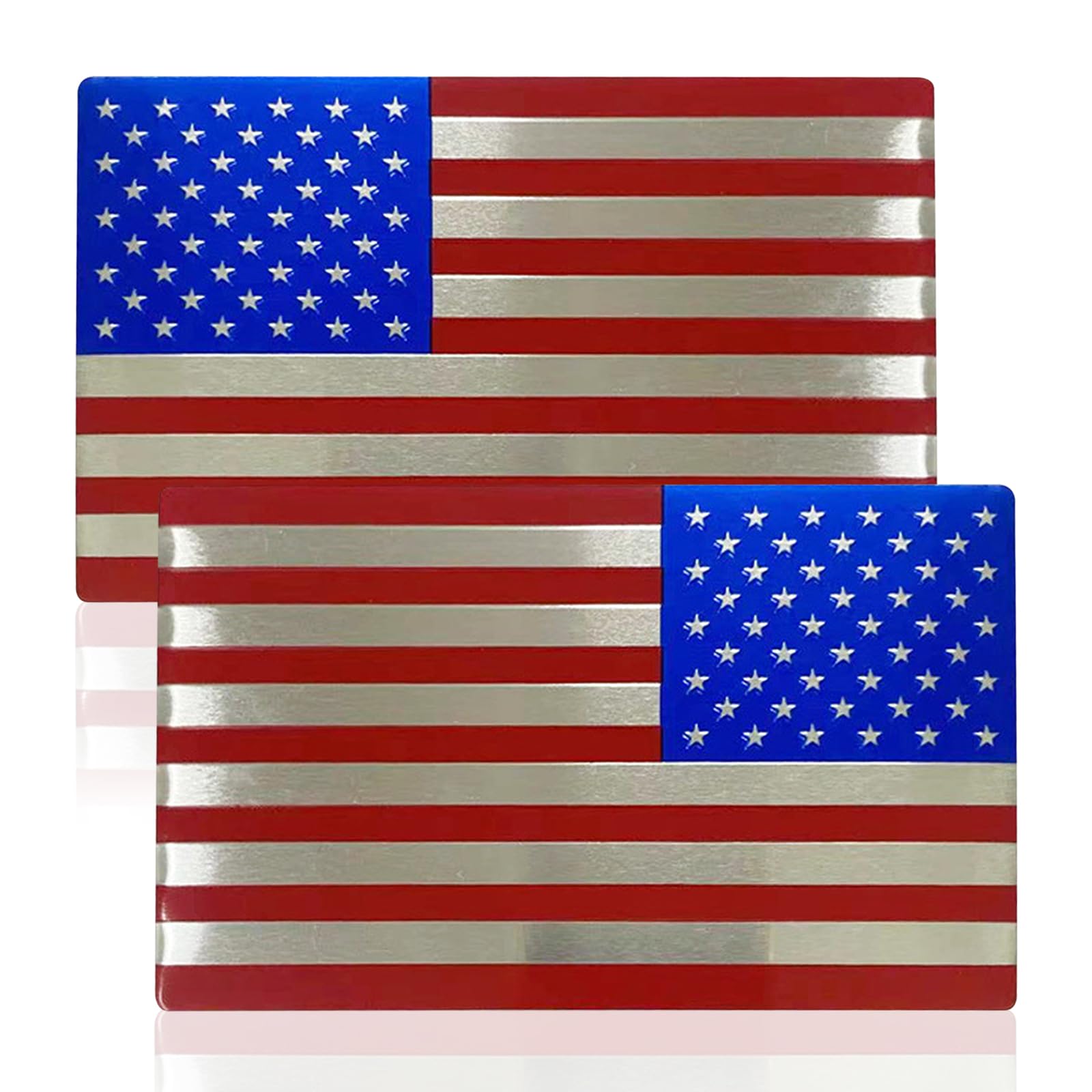 Pincuttee 2PC 3D Metal USA Flag Emblem, Car Decal and Sticker, Car Exterior Accessories (Blue+Red, 2PC)