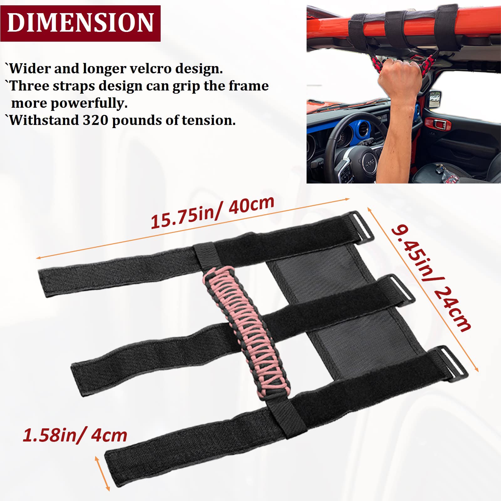 For Jeep Accessories Us Flag Roll Bar Grab Grip Handle For Compatible With Jeep Wrangler Yj Tj Jk Jku Jl Jlu & Gladiator Jt 1955